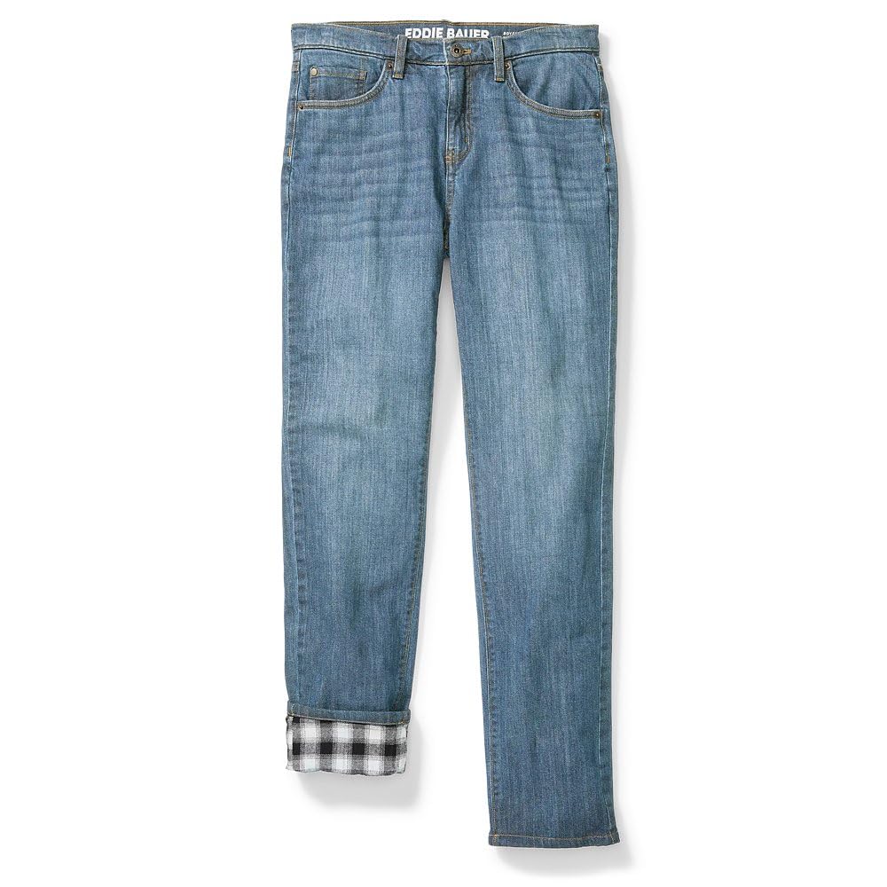 Eddie Bauer Women's Boyfriend Flannel-Lined Jeans - Soft & Warm Winter Pants for Casual Outfits & Outdoor Activities