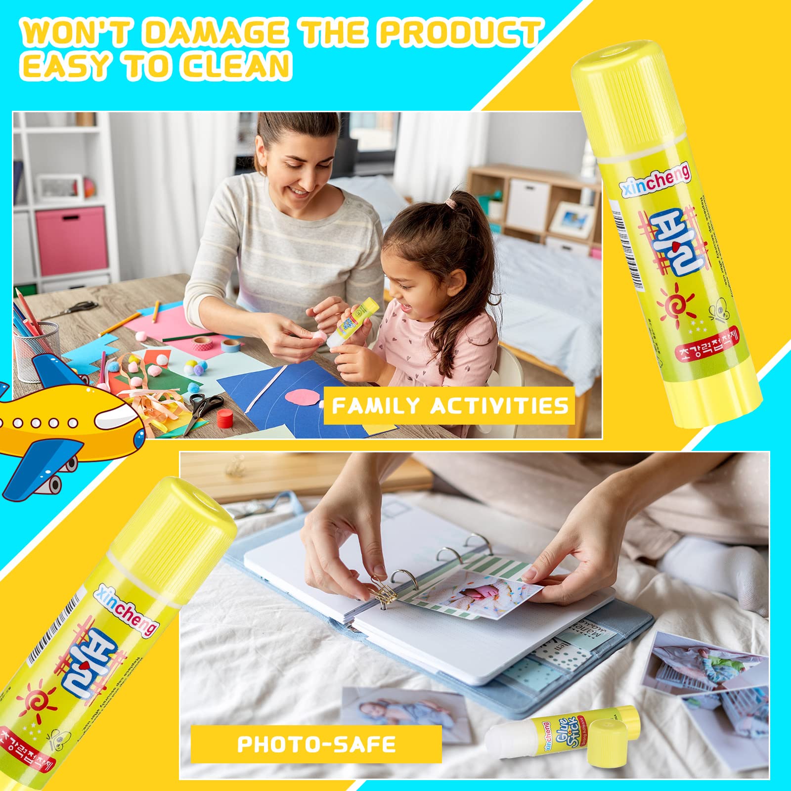 Zubebe Washable White Glue Sticks - 100 Pack for Crafts, Scrapbooking, School & Office | Non-Toxic Adhesive for Kids, Students, Teachers & DIY Projects | Perfect for Classroom, Home & Art Supplies
