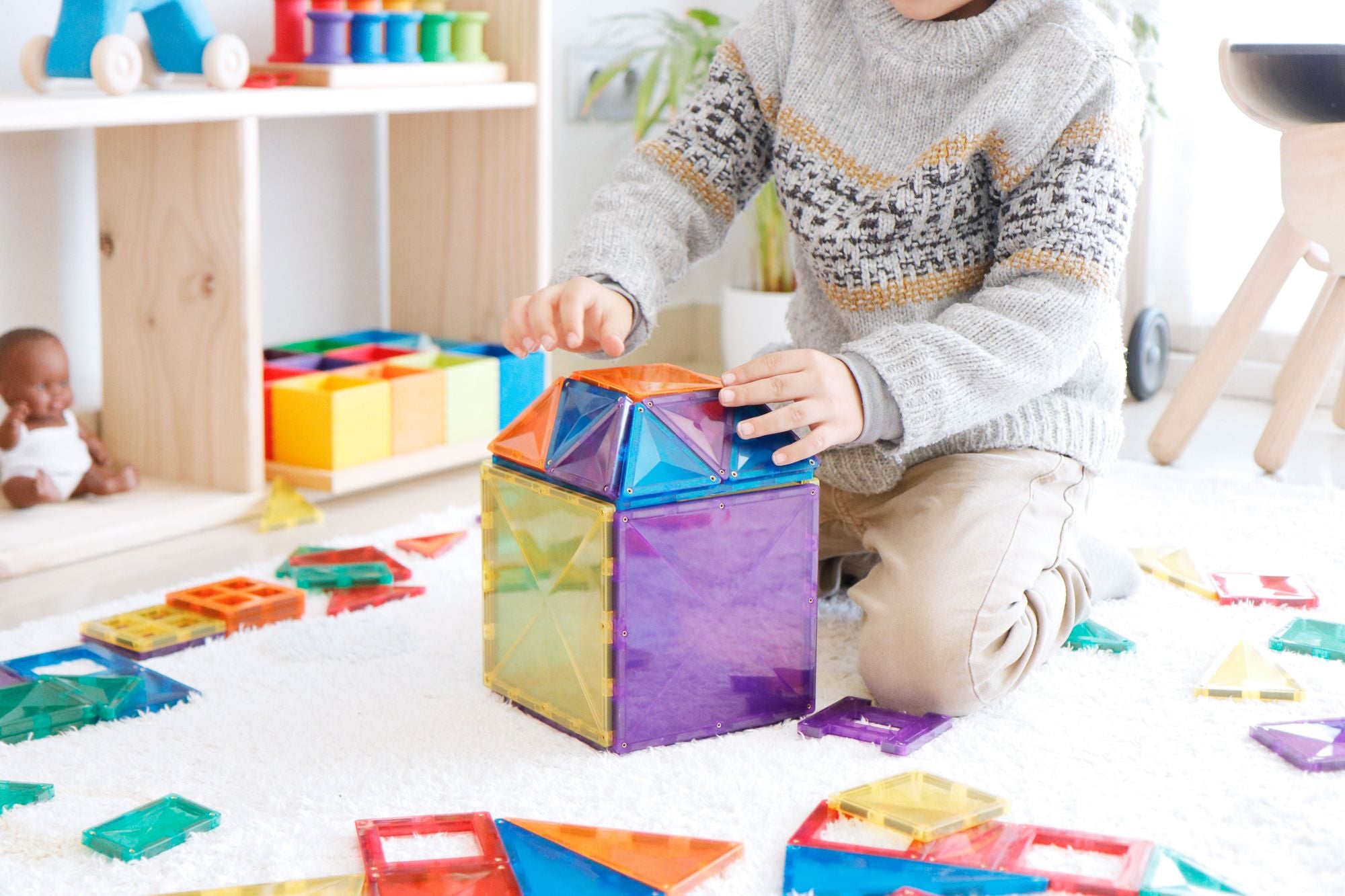 Connetix 102-Piece Magnetic Tiles Building Set - STEM Educational Toys for Kids, Creative Construction Blocks for Indoor Play & Learning Activities