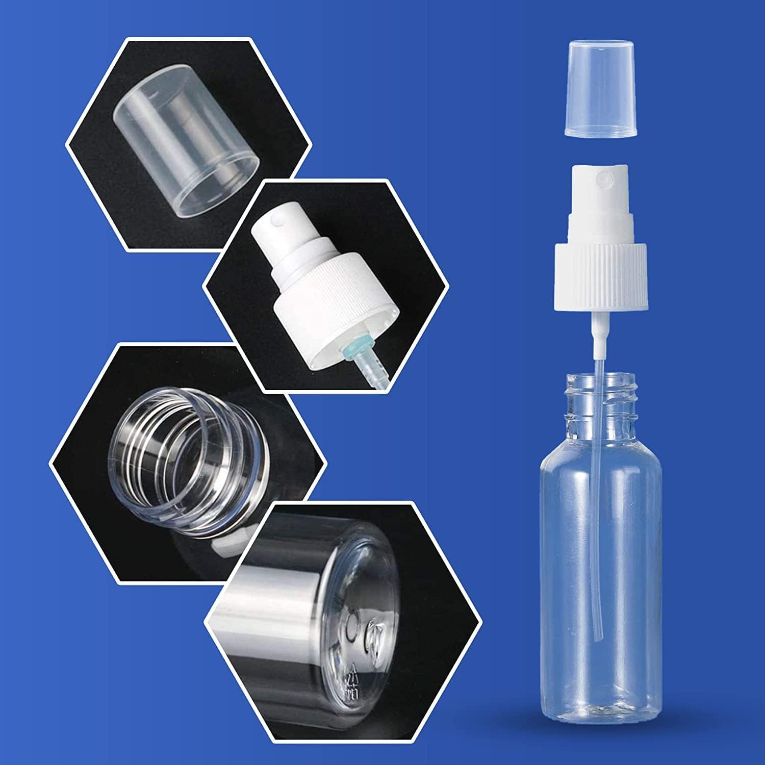 ikis 100ml Refillable Fine Mist Spray Bottles (Set of 3) - Transparent Plastic Empty Bottles for Cleaning, Home, Office, Car & Travel | Perfect for DIY Beauty, Plant Care & Household Cleaning Solutions