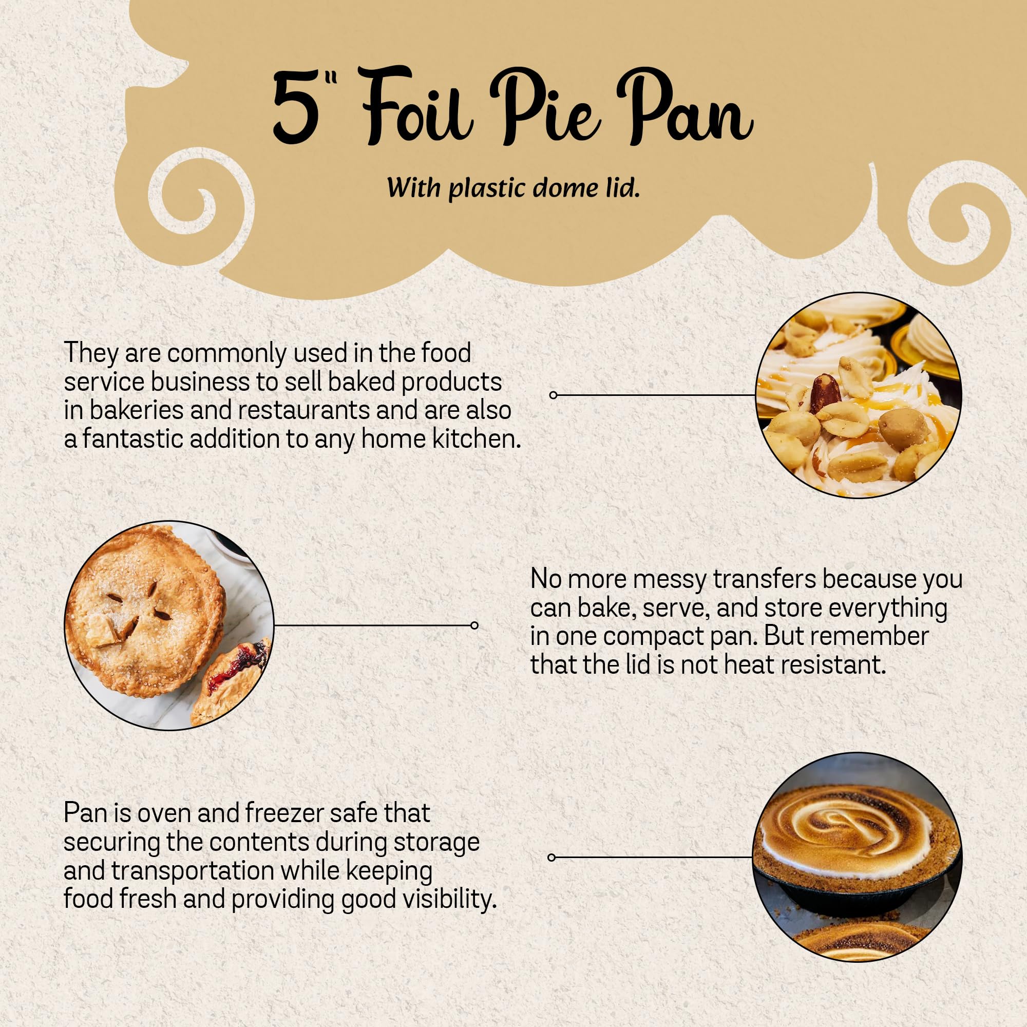 KitchenDance 5 Inch Mini Pie Tins with Lids - Premium Aluminum Baking Pans for Pies, Tarts, Cobblers & Cakes - Reusable & Dishwasher Safe - Perfect for Home Bakers, Holiday Desserts & Party Treats (500, B & G)