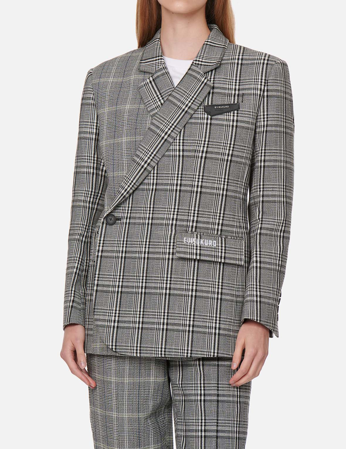 Stylish Mixed Plaid Wrapped Blazer for Women - Trendy Office & Party Jacket - Perfect for Business Meetings, Cocktail Events & Fall Layering