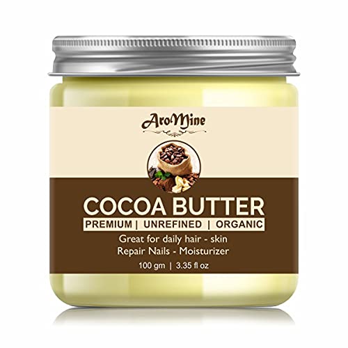 Pure Raw Unrefined African Cocoa Butter for Face, Skin, Body & Lips - 100g | Natural Moisturizer for Dry Skin, Stretch Marks & Hair Care | Vegan & Organic Skincare Solution
