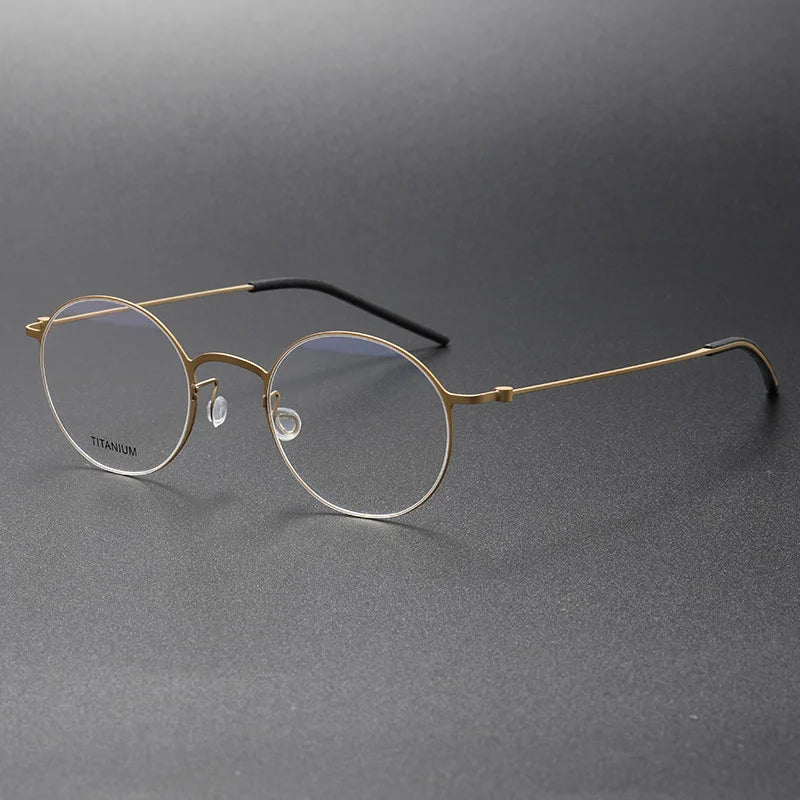 Stylish Black Titanium Full Rim Round Screwless Eyeglasses for Women - Model 65504 | Perfect for Office, Reading & Everyday Wear