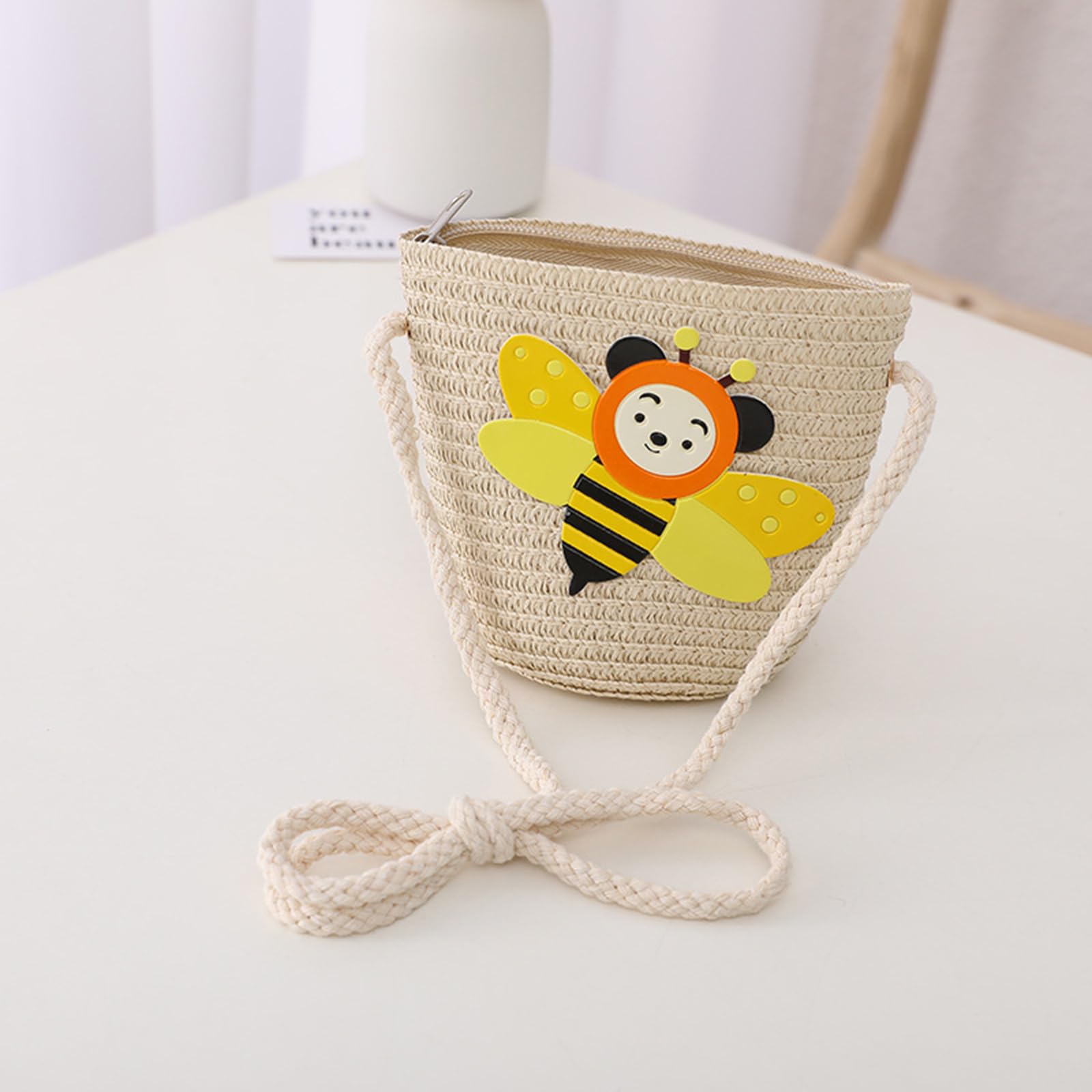Sanqidu Toddler Girls Summer Straw Hat with Mini Purse Set - Baby Sun Protection Beach Hat for Outdoor Play, Park Visits & Vacation Accessories