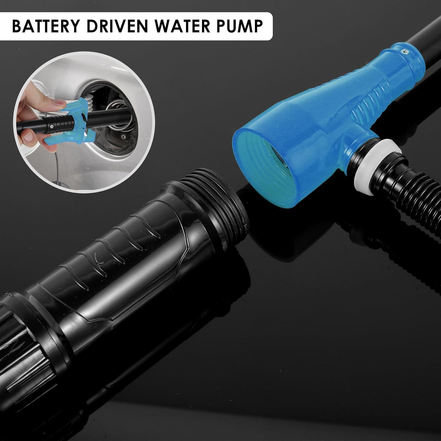 Portable Electric Hand Pump for Gas, Liquid Fuel & Water Transfer - Battery Powered Fuel Transfer Pump (Red/Blue) | Emergency Fuel Supply, RV Travel, Boat Refueling, Home Use, Camping & Outdoor Activities