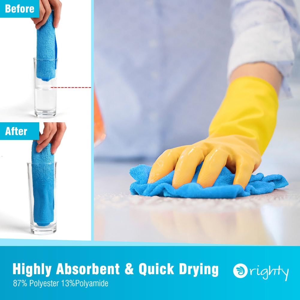 Orighty Microfiber Cleaning Cloths 50 Pack - Reusable, Lint-Free Shop Towels for Cars, Kitchen & Mechanic Use (11.5