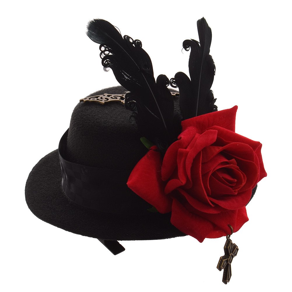 GRACEART Steampunk Mini Top Hat for Women - Victorian Gothic Costume Headwear Accessory for Cosplay, Halloween, Tea Parties & Vintage Fashion
