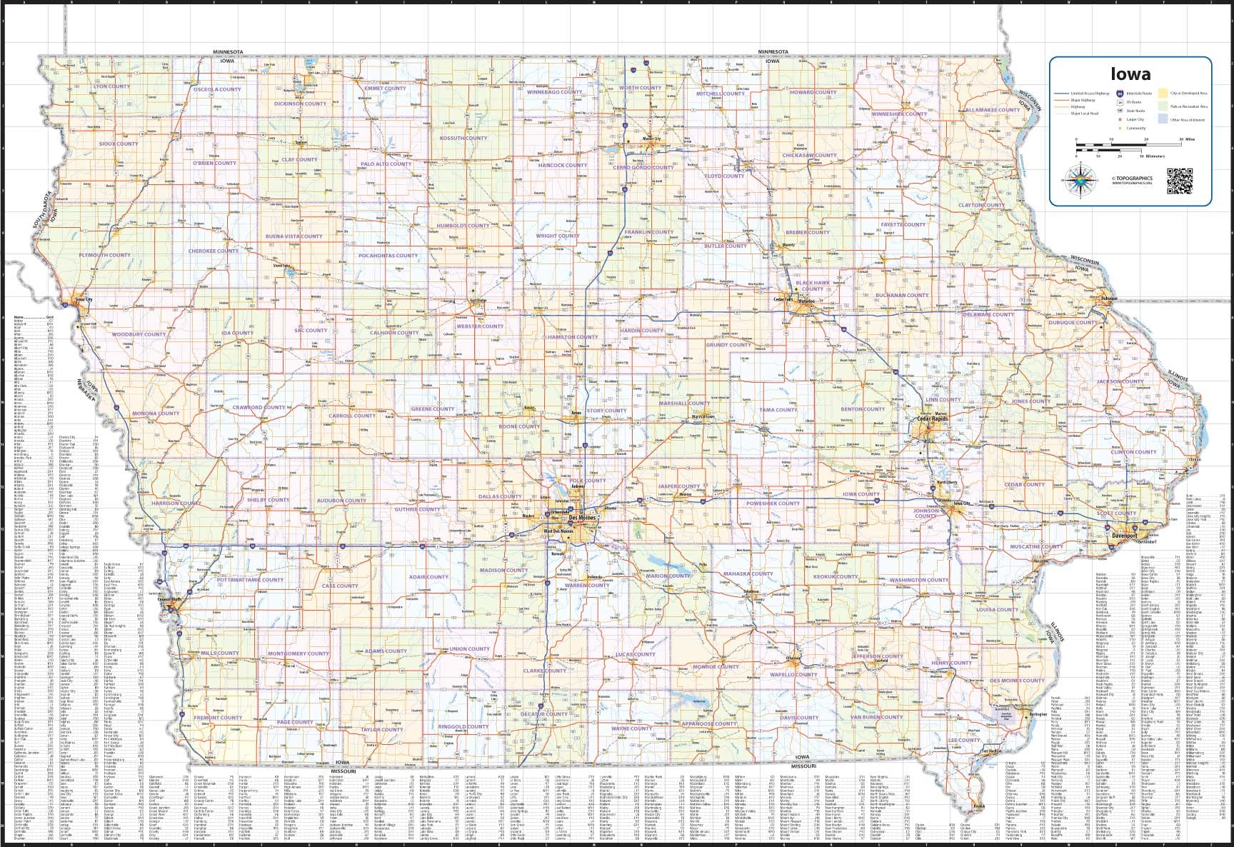 Iowa Laminated Wall Map - 43