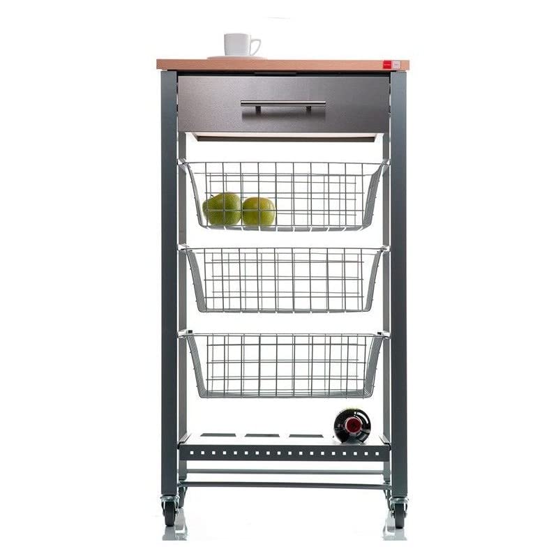 DON HIERRO - Stainless Steel Rolling Kitchen Cart with Locking Wheels | Mobile Kitchen Island for Small Spaces | Perfect for Food Prep, Storage & Serving | Ideal for Apartments, Dorms & Compact Kitchens