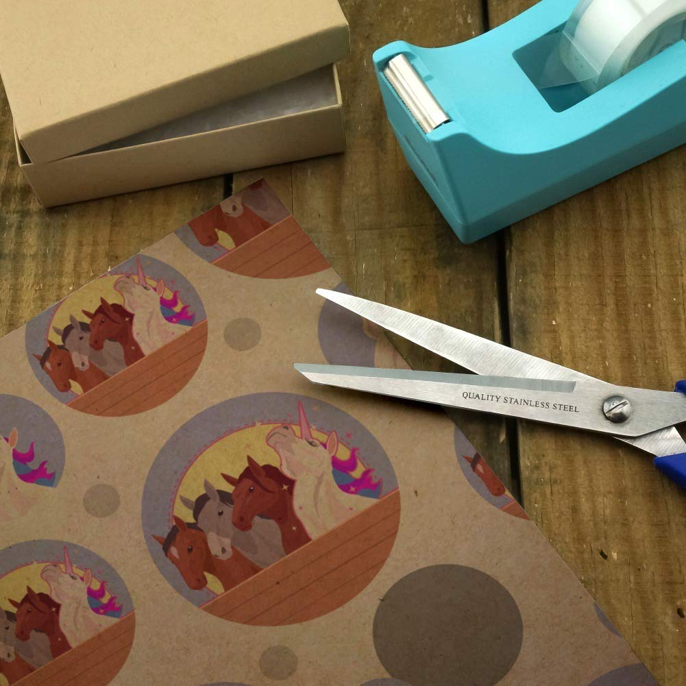 Premium Unicorn & Horse Stable Kraft Gift Wrap Paper Roll - Perfect for Birthday, Baby Shower & Christmas Presents