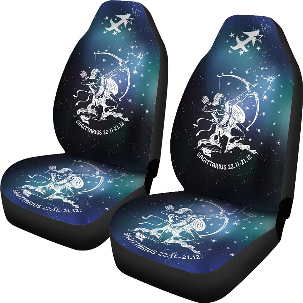 Custom Sagittarius Zodiac Car Seat Covers - Premium Front Seat Protectors (Set of 2) for Cars, SUVs & Trucks - Perfect Gift for Astrology Lovers & Car Enthusiasts