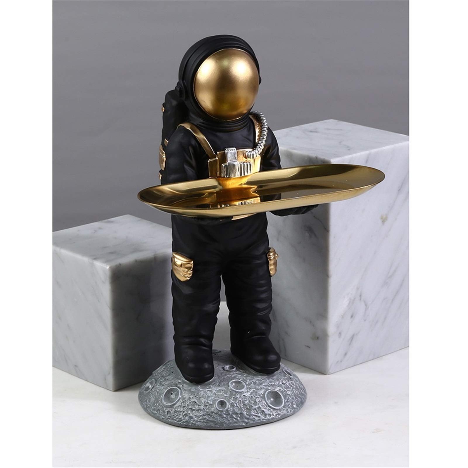 Black Astronaut Key Holder Statue - Unique Home Decor for Living Room, Wine Cabinet & Coffee Table Tray - Perfect for Space Theme Decor & Gift Giving