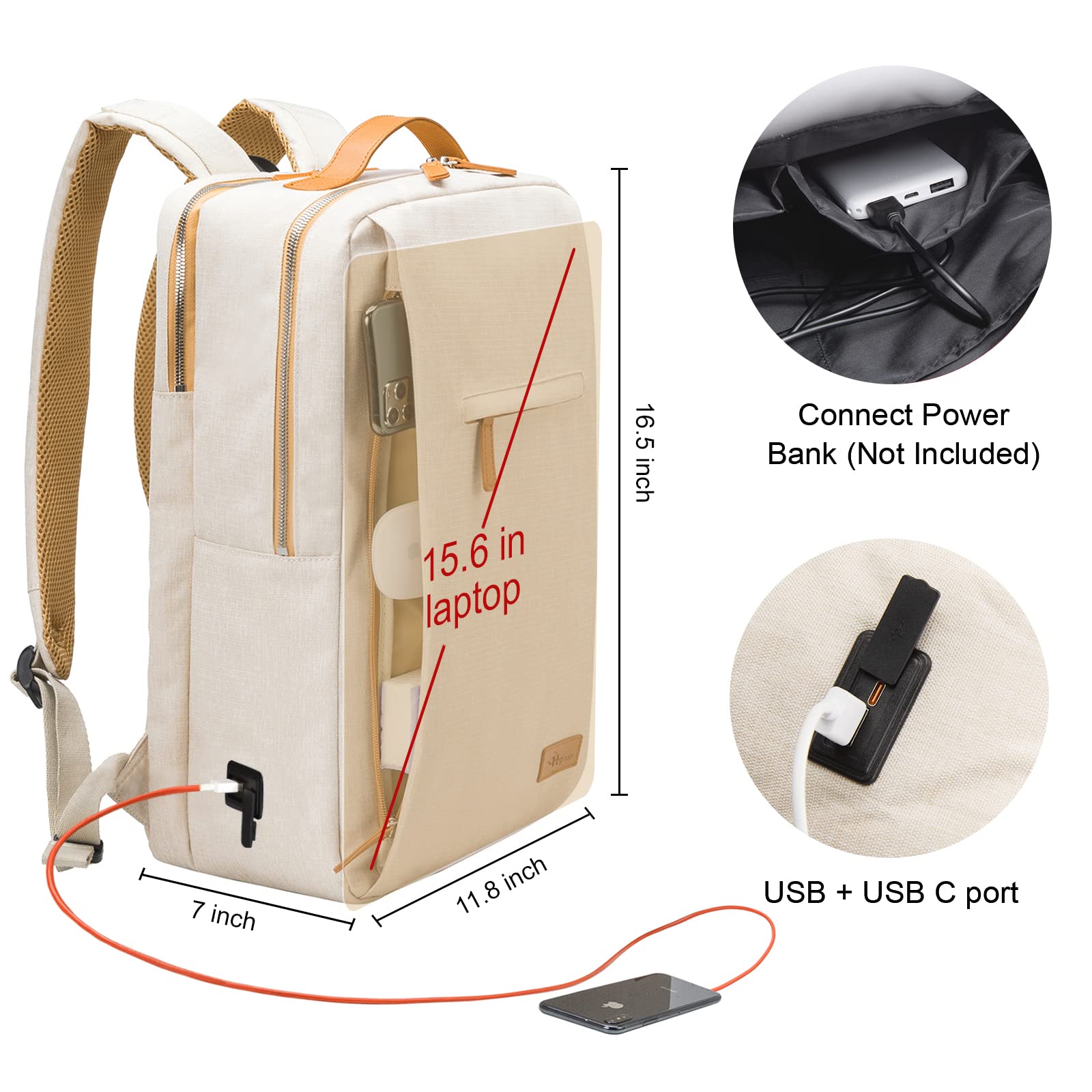 HP Hope Laptop Backpack 15.6 Inch - Waterproof Travel Backpack for Business & College - Lightweight Carry On Backpack for Men & Women - Perfect for Work, School, Airplane & Daily Commute