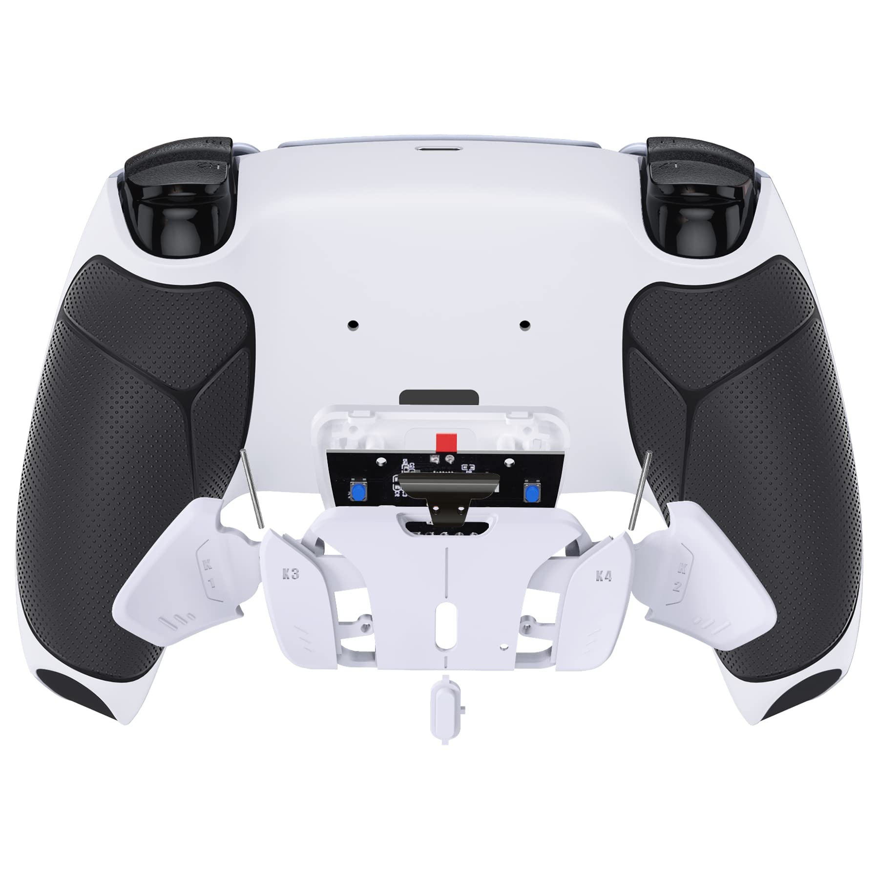 eXtremeRate RISE4 Programmable Remap Kit for PS5 Controller BDM-010/020 - Black & White - Includes Rubber Grip Cover & 4 Back Paddle Buttons - Perfect for Gaming, FPS, and Competitive Play
