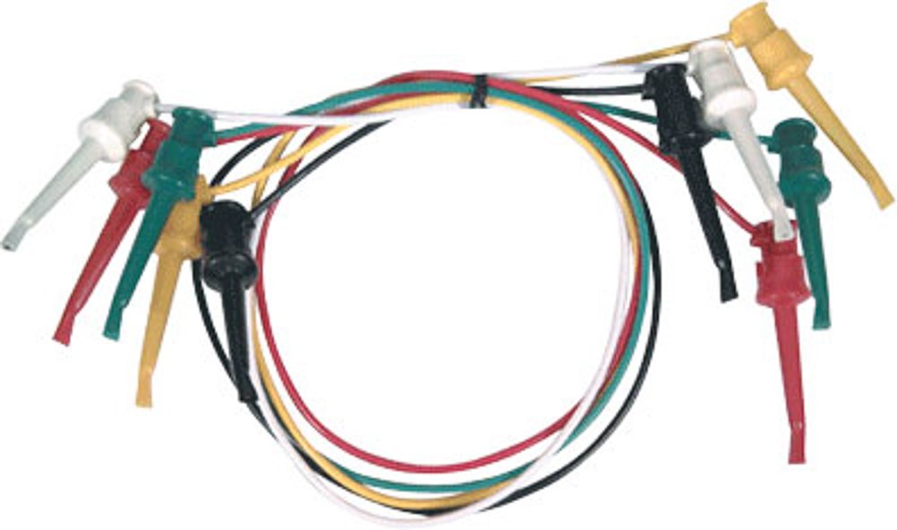 Elenco Electronics TL-21 Mini Grabber IC Test Leads - Set of 5 Colors (Red, Green, Yellow, Black, White) for Circuit Testing & Electronics Repair | Perfect for Breadboards, PCB Prototyping & DIY Projects