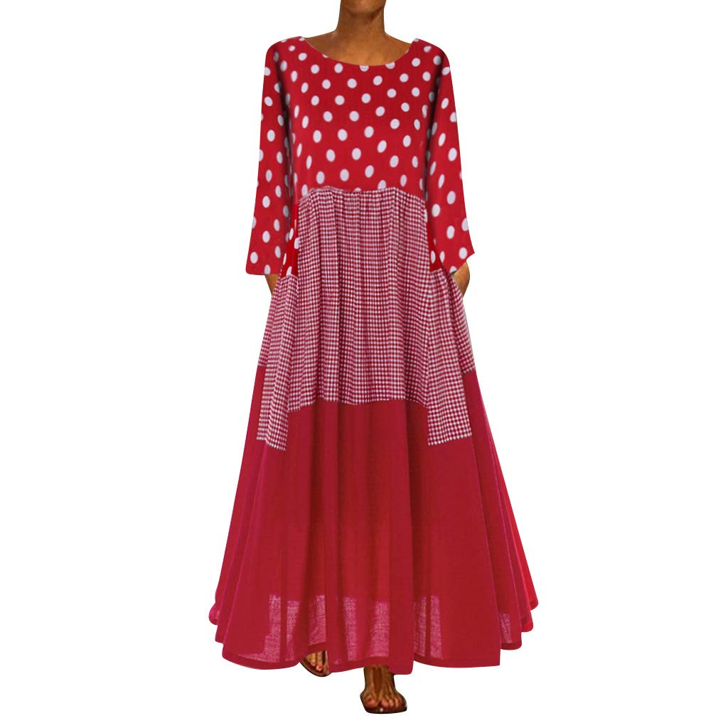 Vintage Floral Print Long Sleeve Maxi Dress for Women - Bohemian O-Neck T-Shirt Dress, Perfect for Casual Wear, Beach Outings, and Summer Festivals