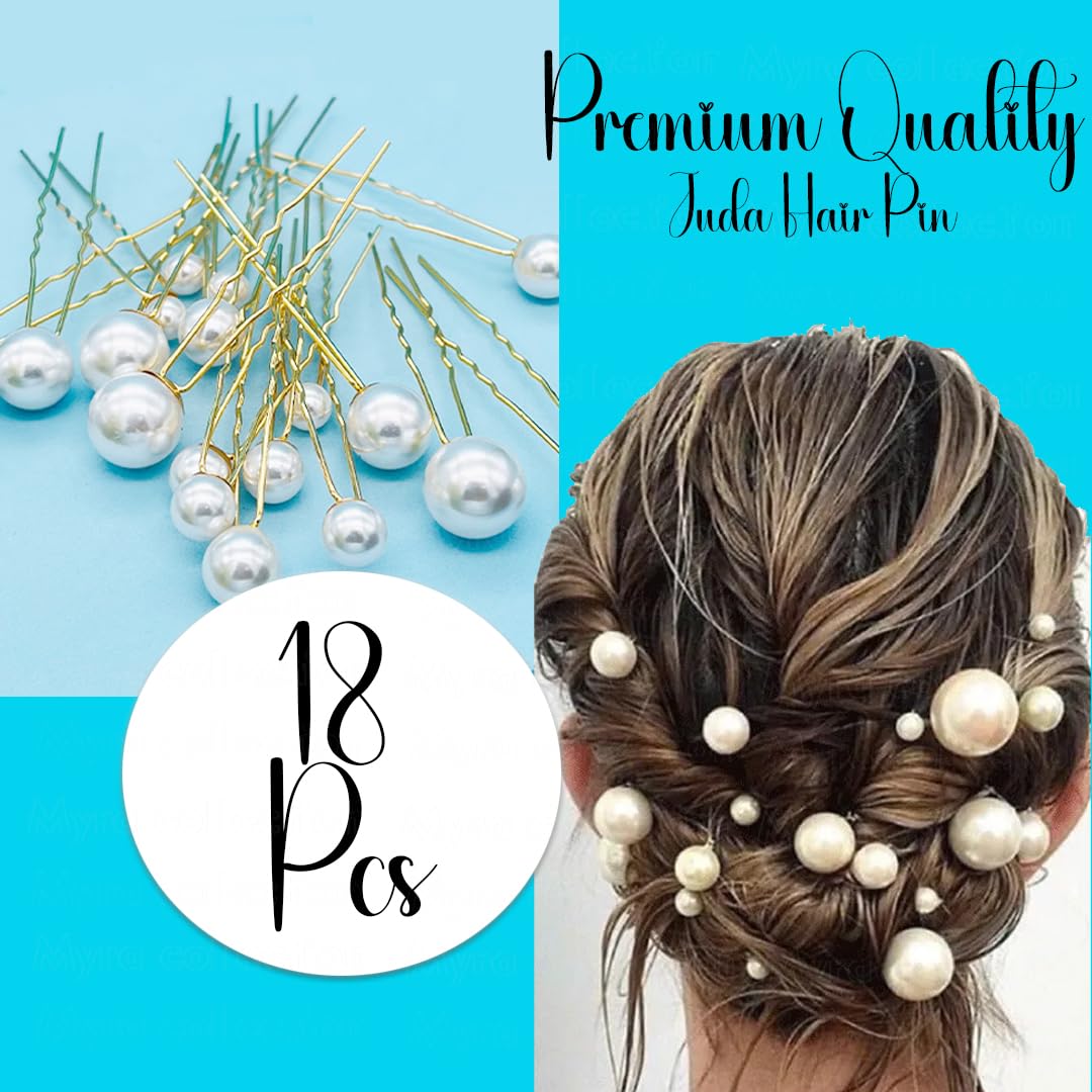18Pcs White Pearl Hair Pins - Elegant Bridal Wedding Hair Accessories for Women & Girls