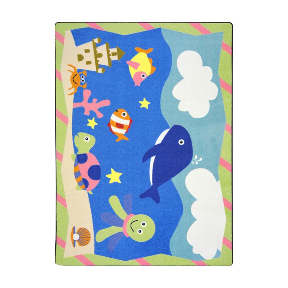 Joy Carpets Kid Essentials Sea Babies Playroom Rug for Infants & Toddlers - Soft Non-Slip Nursery Carpet 3'10