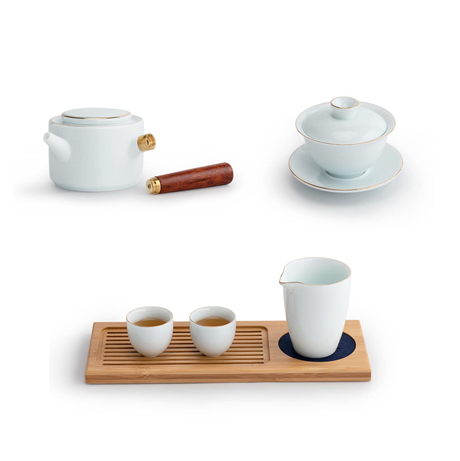 Premium White Porcelain Tea Set - Portable Travel Ceramic Tea Cups with Carrying Case - Chinese Gongfu Tea Service for 4 - Perfect for Weddings, Camping & Home Tea Ceremonies