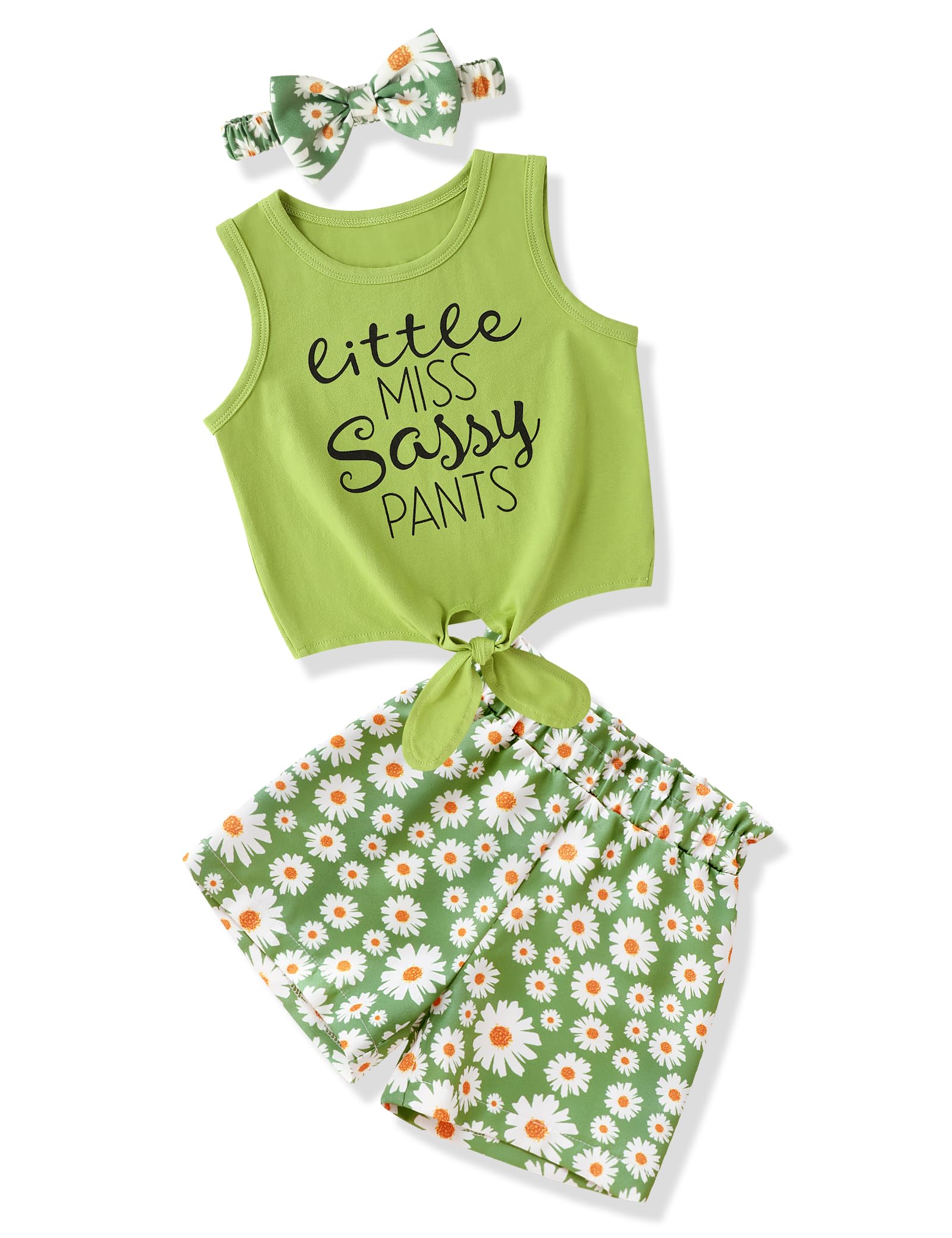 Toddler Girl Outfits - Floral Sleeveless Tank Top & Shorts Set with Headband | Summer Clothes for Girls | Perfect for Playdates, Beach Trips & Outdoor Adventures