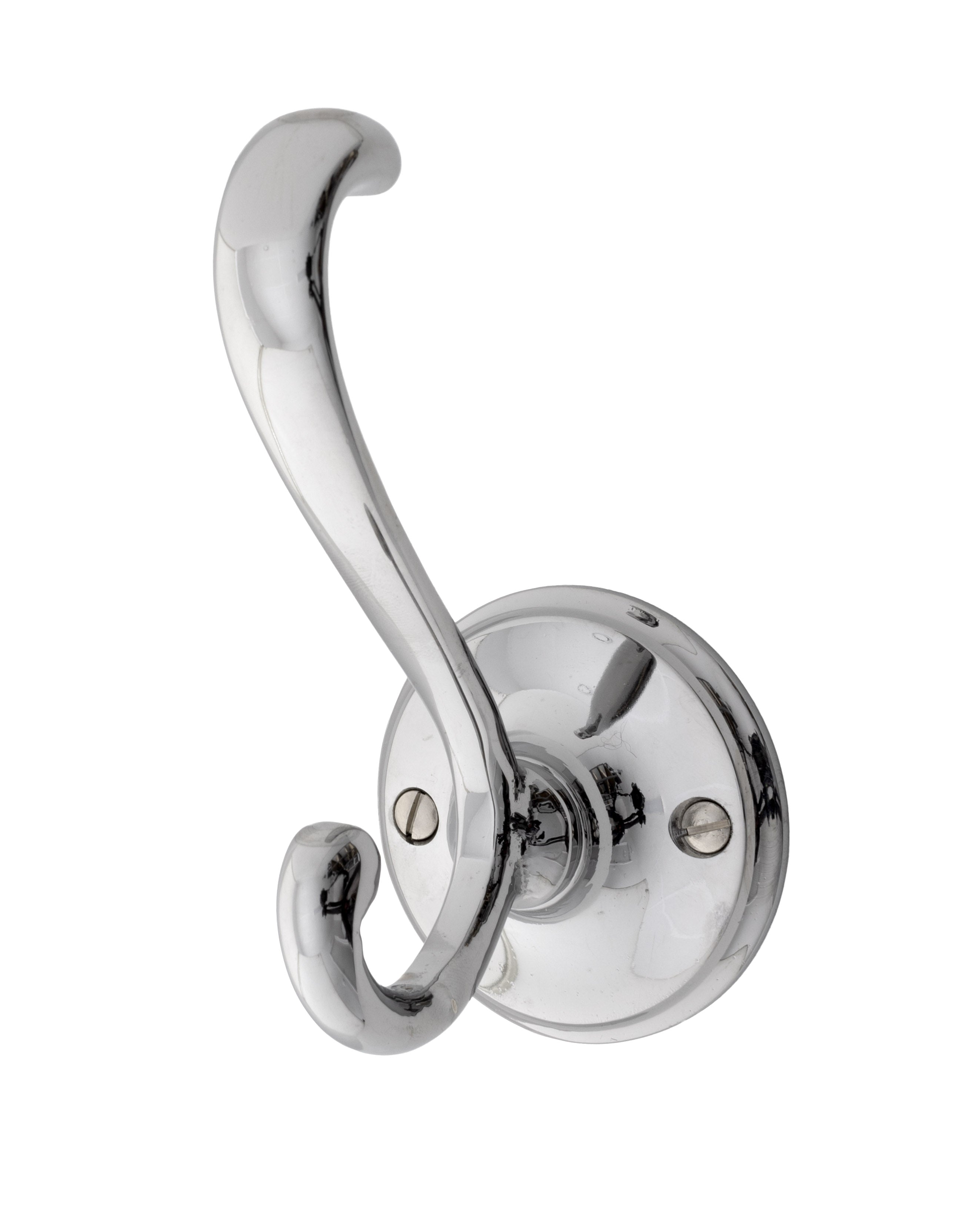Double Chrome Coat Hooks - Heavy Duty Wall Mounted Hangers for Jackets, Hats & Bags - Perfect for Entryway, Bathroom & Closet Organization