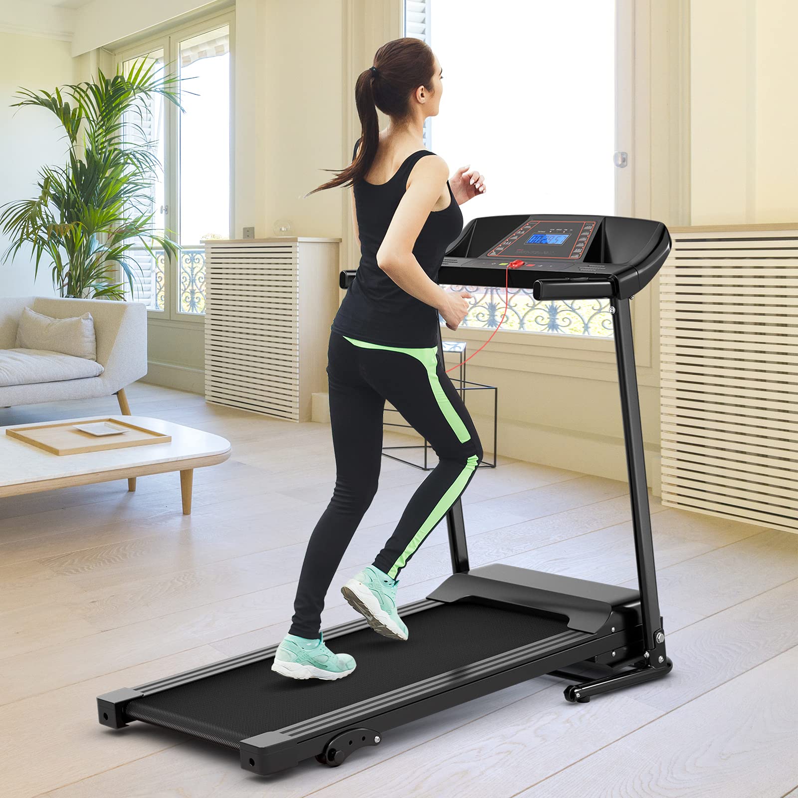 GYMAX Foldable Treadmill for Home - Manual Incline Walking & Running Machine with 12 Preset Programs, Heart Rate Monitor - Space Saving Portable Treadmill for Small Spaces, Home Office & Apartment Workouts | Perfect for Cardio, Weight Loss & Indoor Exercise