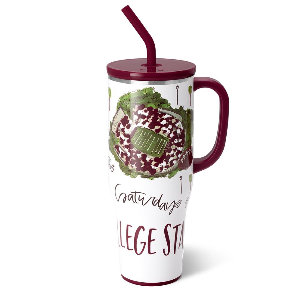 40oz Saturdays in College Station Mega Mug - Large Insulated Tumbler for Coffee, Tea & Cold Drinks - Perfect for Home, Office & Outdoor Activities