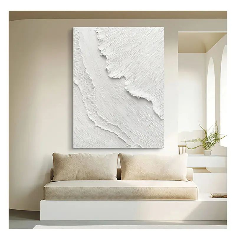 White Minimalist Textured Painting Canvas - Abstract Wall Art for Modern Home Decor | Perfect for Living Room, Bedroom & Office | High-Quality Artist Canvas #MM026