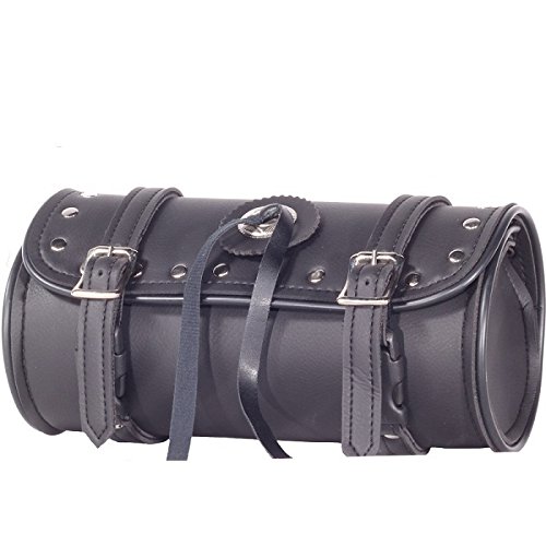 Motorcycle Tool Bag with Shiny Studs & Concho - Durable Leather Storage for Bike Repair Tools - Perfect for Road Trips & DIY Maintenance