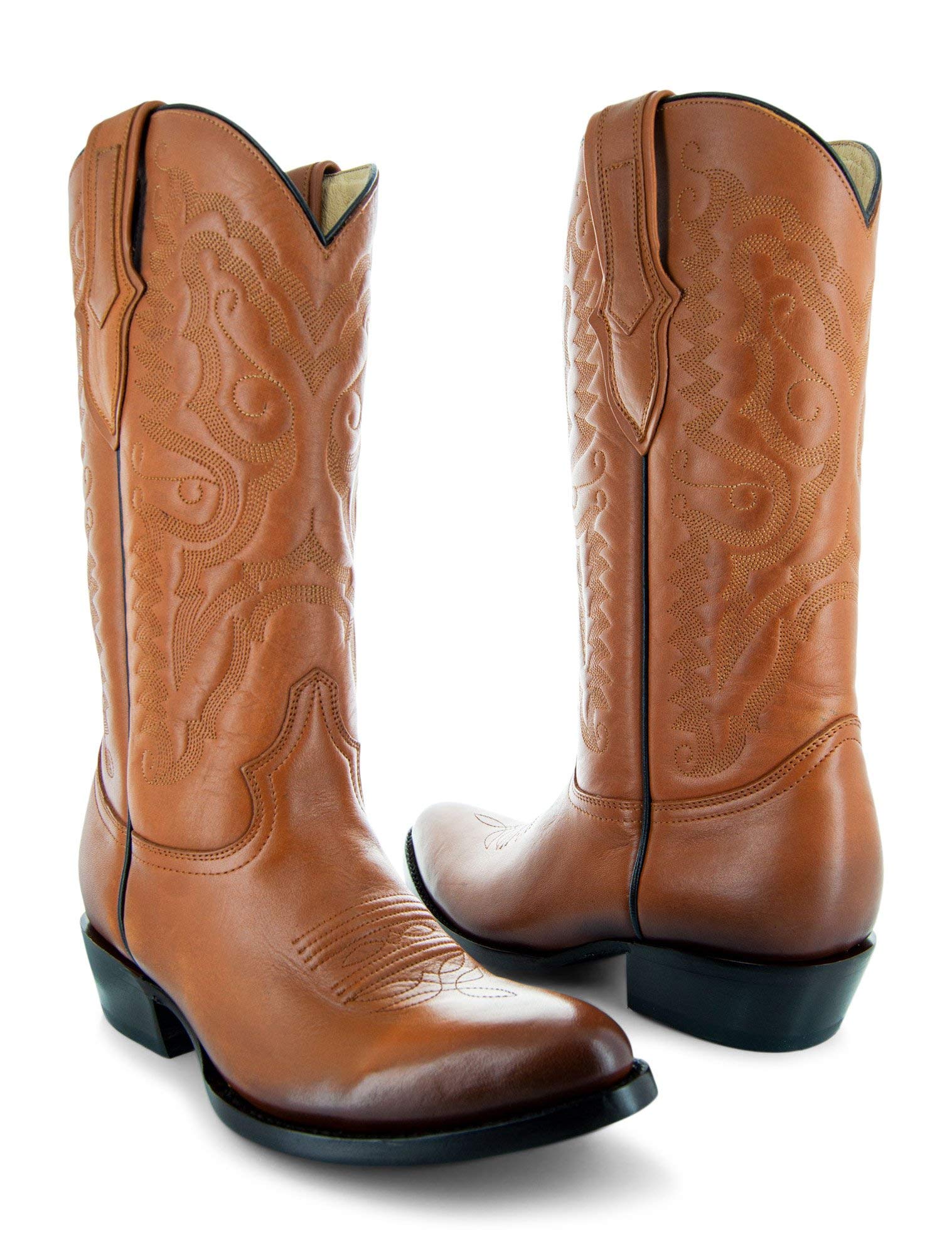Soto Men's Classic Round Toe Cowboy Boots H7001 - Western Style Leather Boots for Men | Perfect for Rodeo, Country Dancing & Casual Wear
