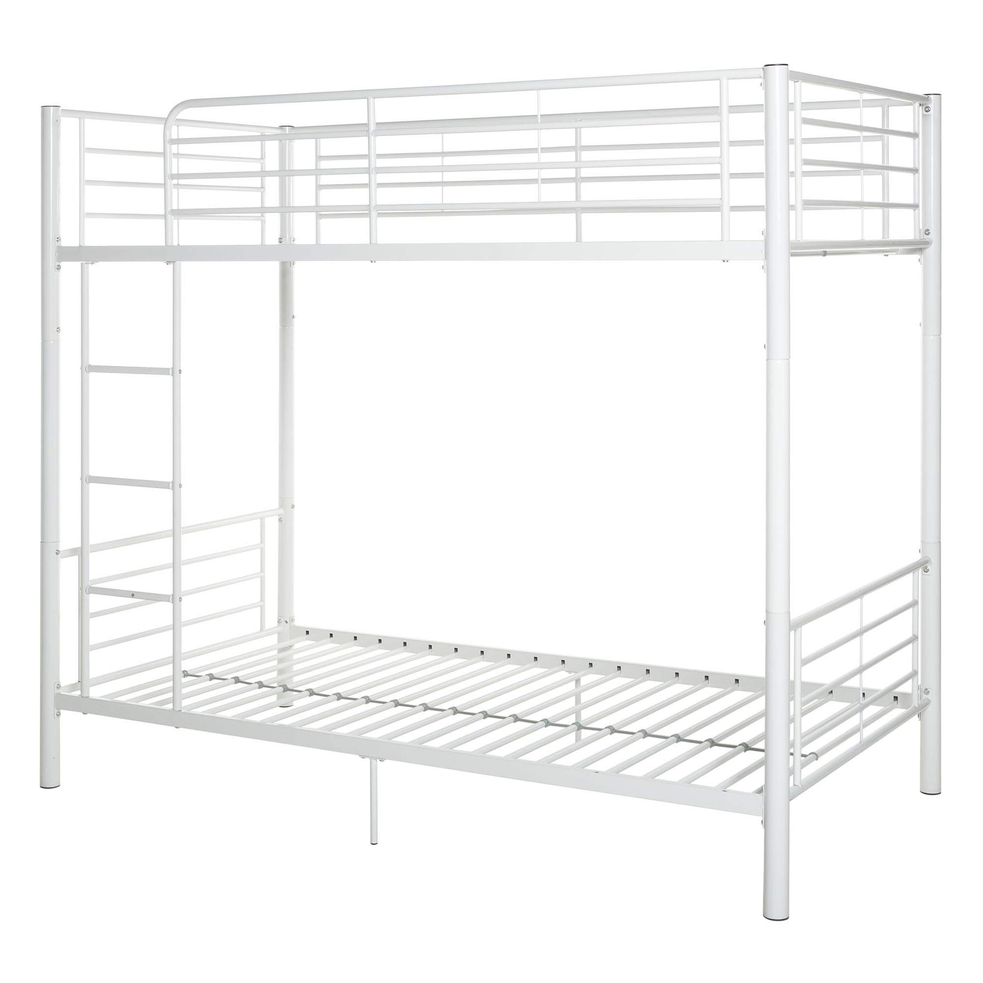 Walker Edison Elodie Urban Industrial Twin over Twin Metal Bunk Bed - Sturdy White Metal Frame for Kids & Teens - Perfect for Small Bedrooms, Dorms & Guest Rooms