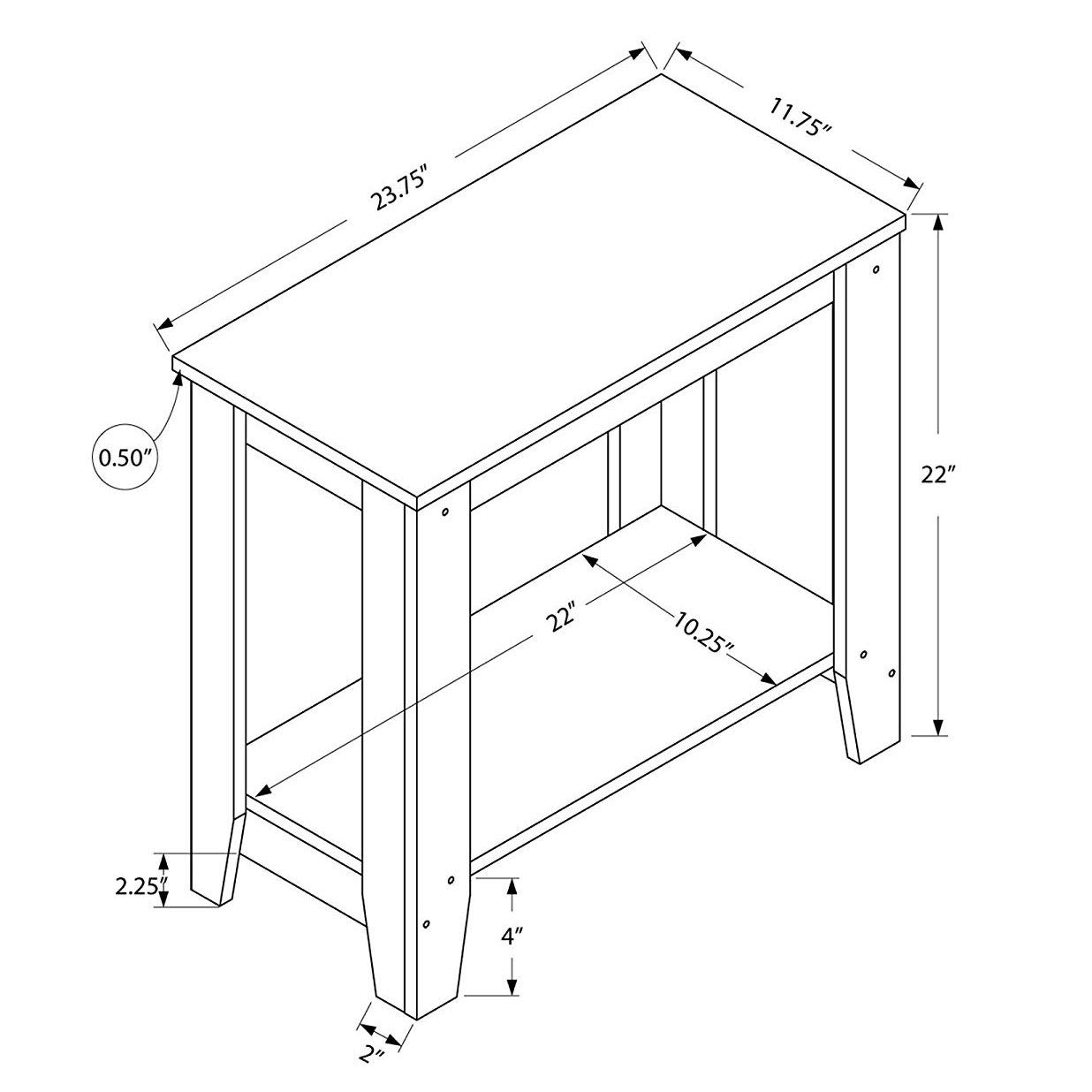 Monarch Specialties 3117 White Laminate Transitional Accent Side Table - 23.75