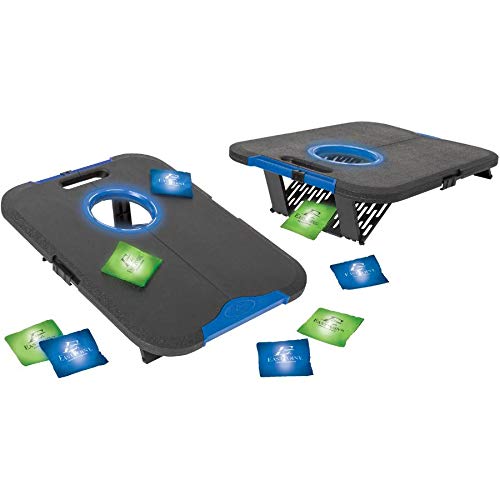 2 Pack Light-Up Bean Bag Toss Outdoor Game Set - Glow in The Dark Backyard Party Games for Adults & Kids, Perfect for BBQ, Camping, and Tailgating Events