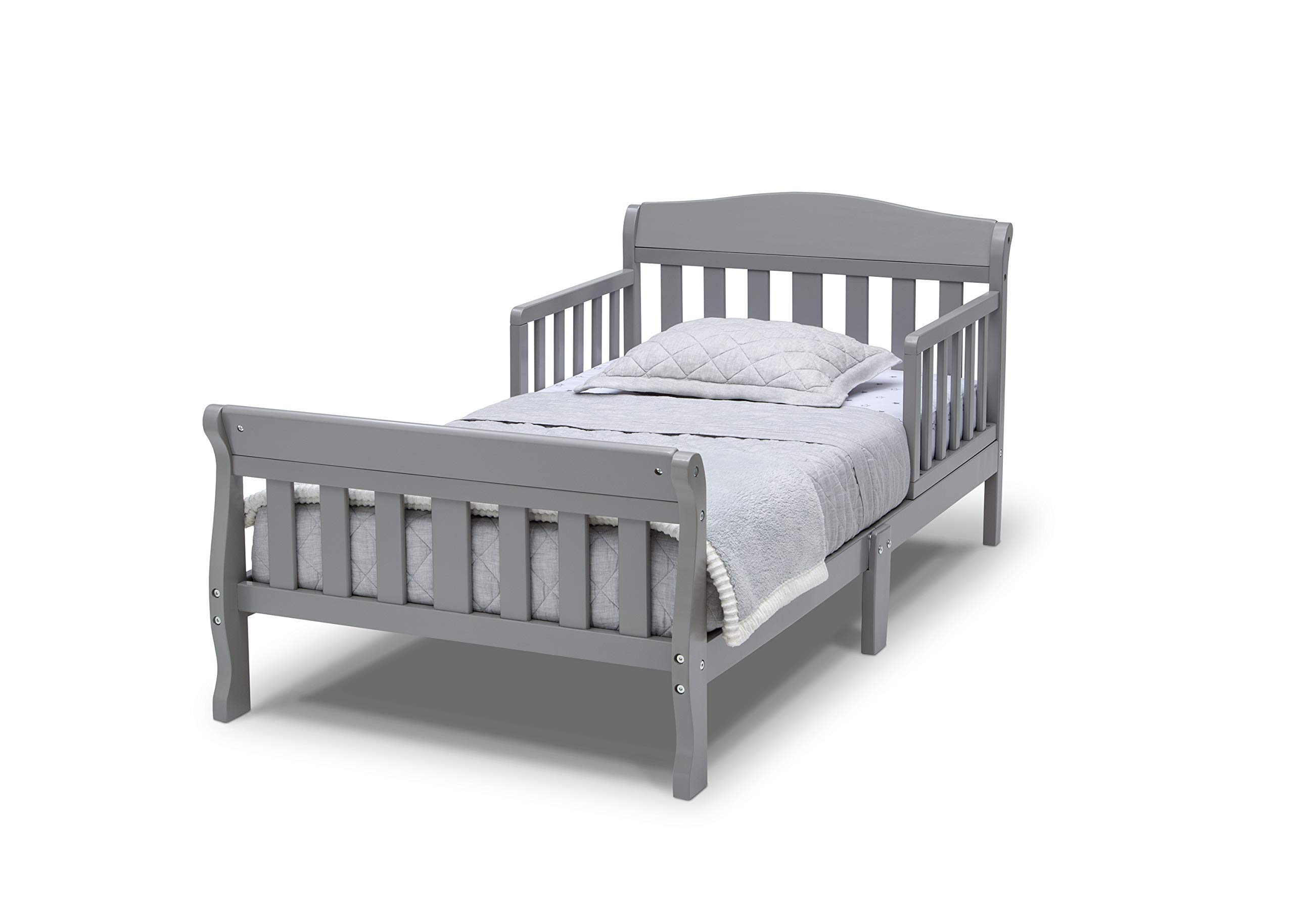 Delta Children Canton Toddler Bed with Safety Rails - Grey 2-Piece Set for Kids Room, Nursery & Daycare | Convertible Toddler to Twin Bed Frame with Easy Assembly