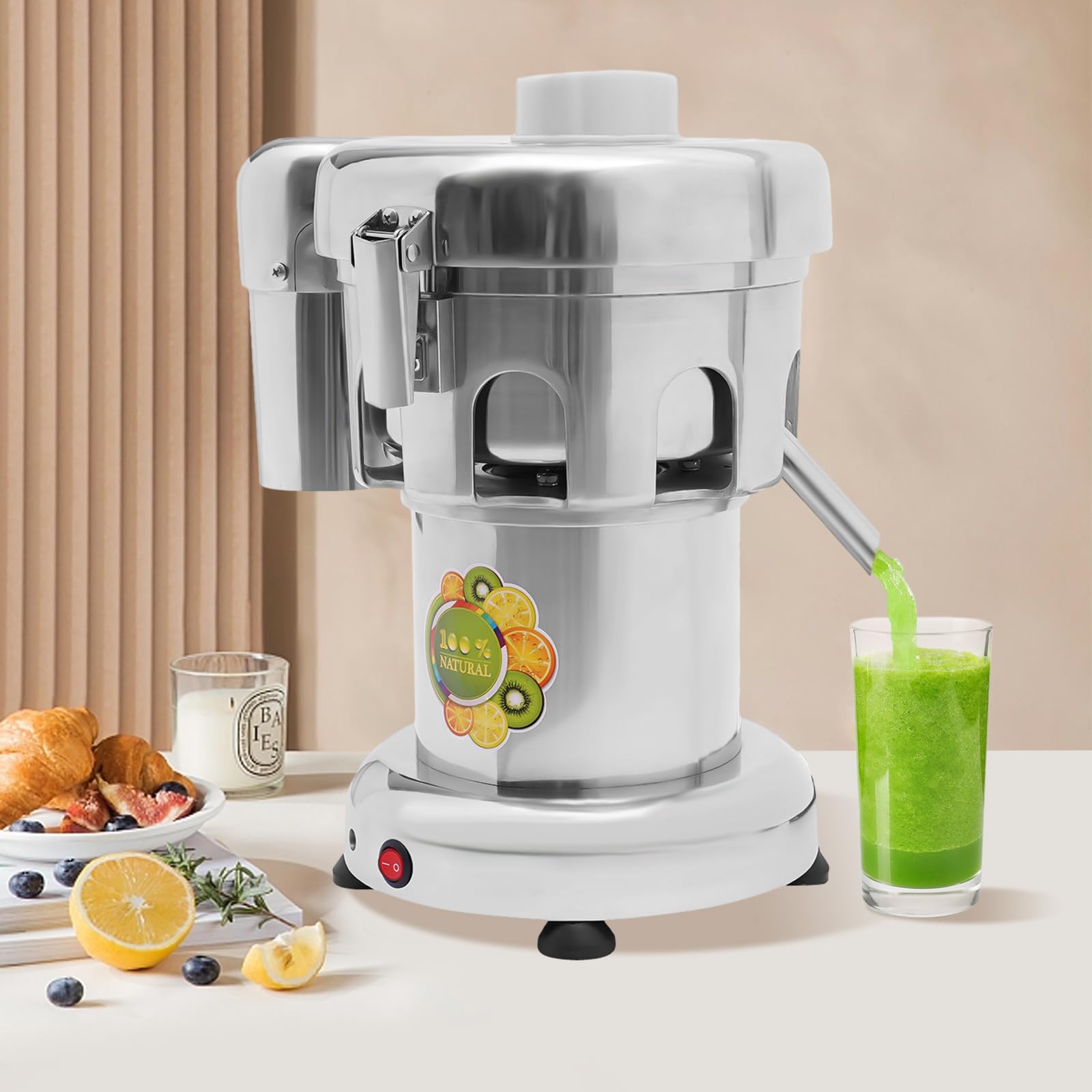 Premium Cold Press Juicer Machine - Quiet Masticating Juicer for Fruits & Vegetables, Commercial & Home Use, Easy to Clean with Brush - Perfect for Healthy Juicing, Detox, and Raw Food Recipes