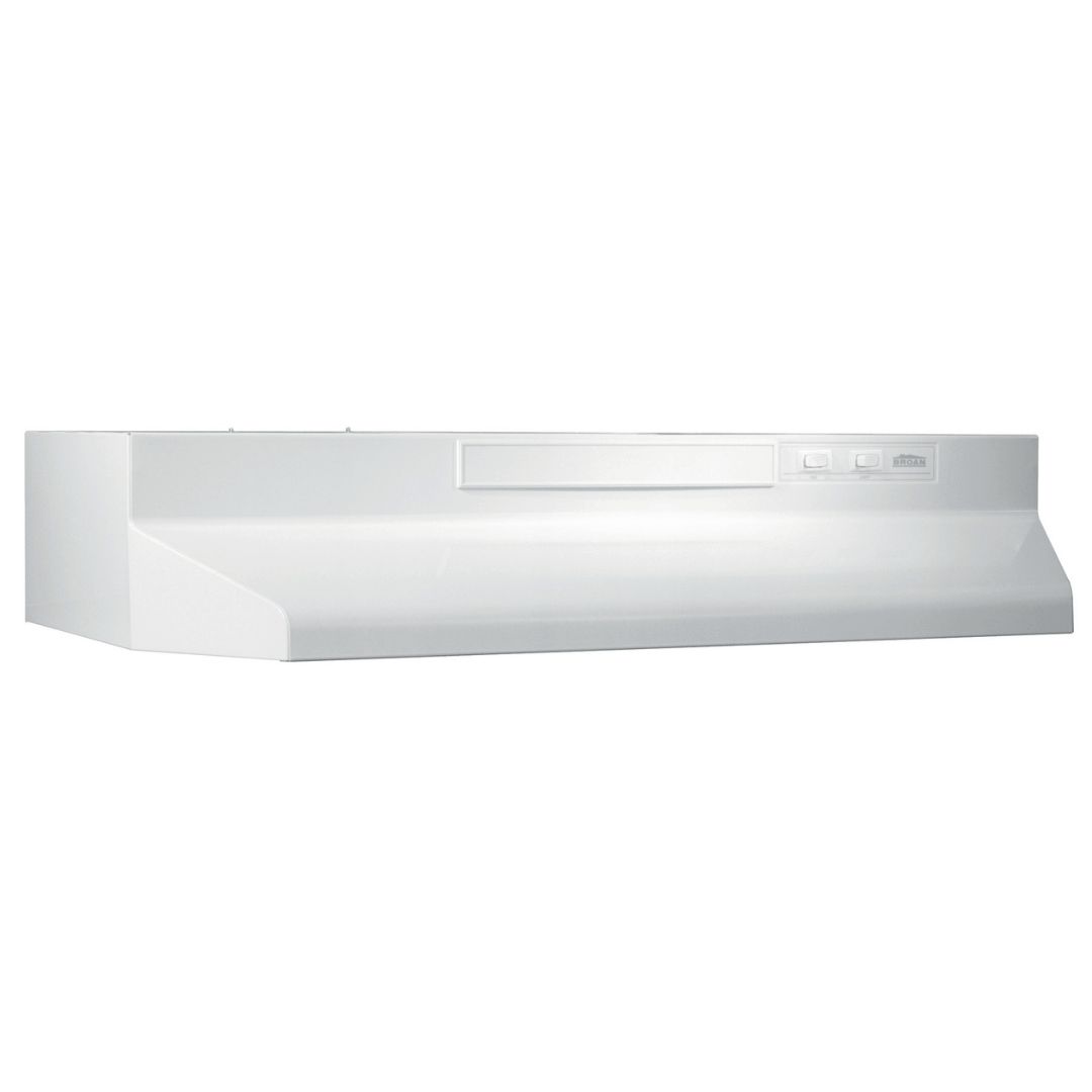 Broan F40000 Series 30-Inch Two-Speed 4-Way Convertible Under Cabinet Range Hood in White (F403011) - Perfect for Kitchen Ventilation & Smoke Removal