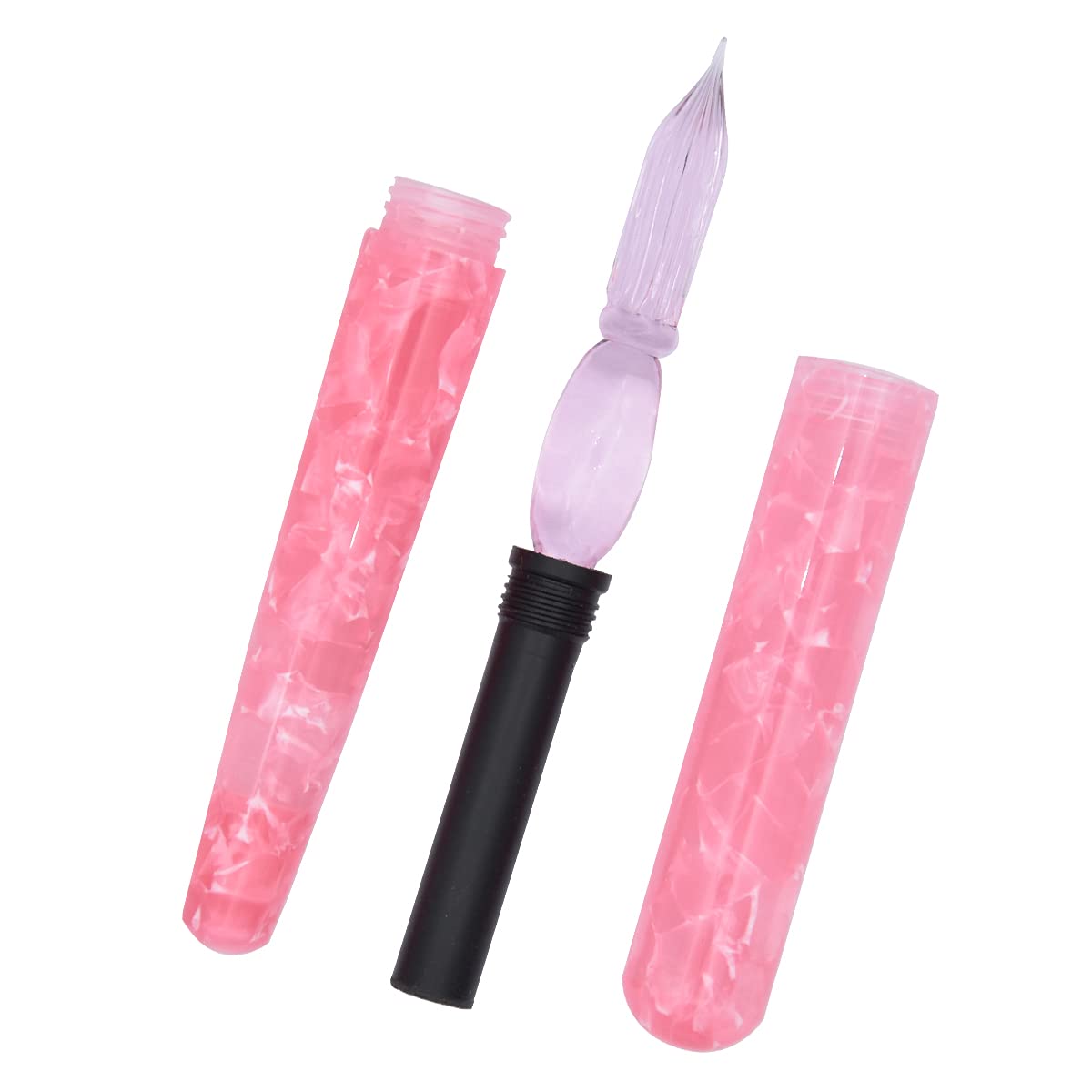 Premium Glass Dip Pen for Calligraphy & Art - Portable Travel Size, Ideal for Business Signatures, Gifts & Creative Writing - Pink (Perfect for Journaling, Lettering & Professional Use)