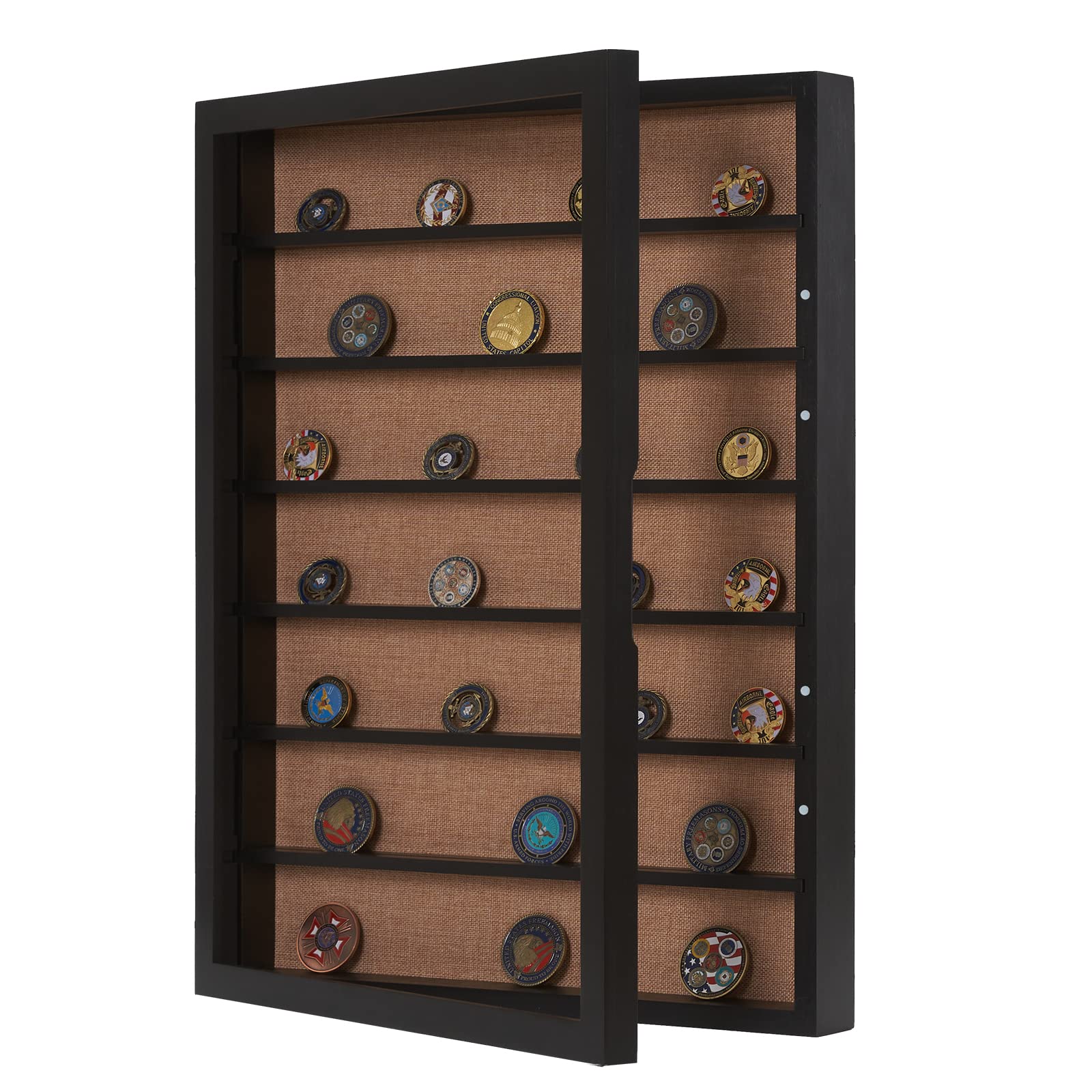 18x24 Extra Large Shadow Box Display Case with Adjustable Shelves & Hinged Door - Black - Perfect for Showcasing Coins, Medals, Bouquets, Miniatures & Collectibles in Home, Office or Retail Displays