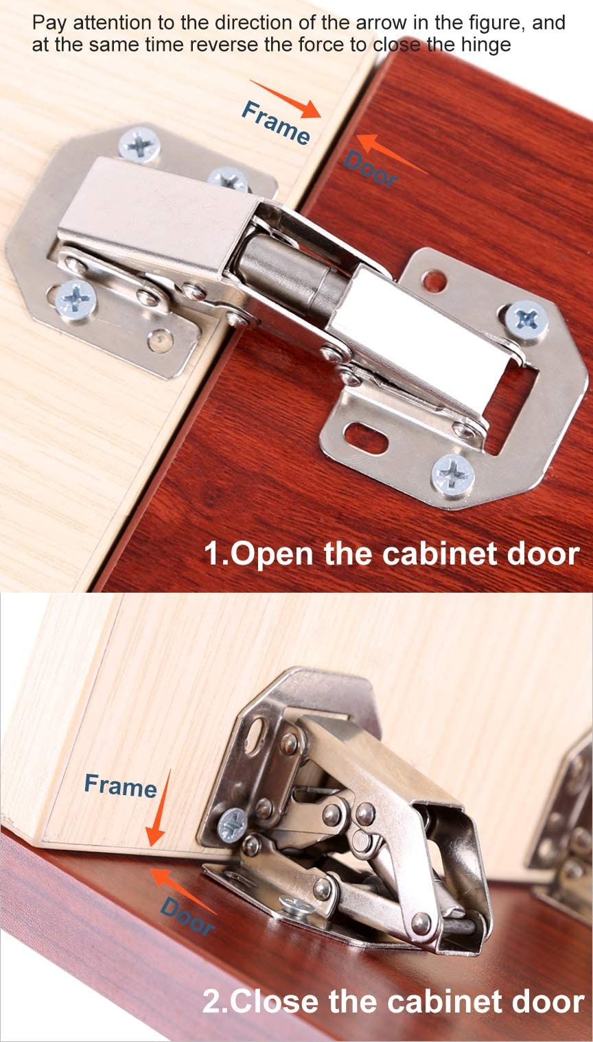 4-Pack Frameless Concealed Cabinet Hinges - Heavy Duty Hidden Hinges for Cabinet Doors, Surface Mount, Soft Close (Ideal for Kitchen Cabinets, Wardrobes & Furniture Installation)