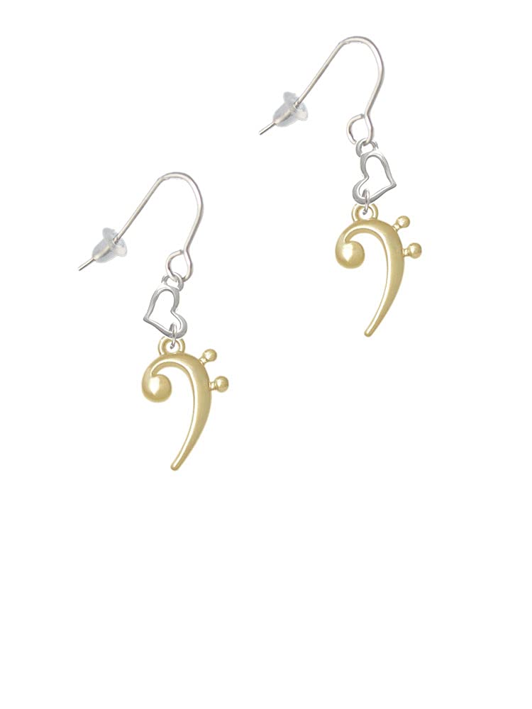 Plated Bass Clef Heart Earrings - Elegant French Jewelry for Music Lovers