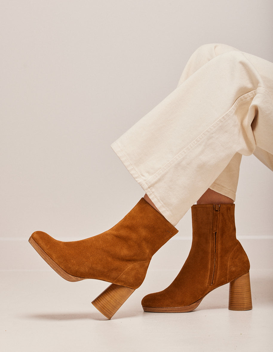 Serena Suede Amber Heeled Boots for Women - Stylish & Comfortable Ankle Boots for Fall, Winter & Casual Outfits