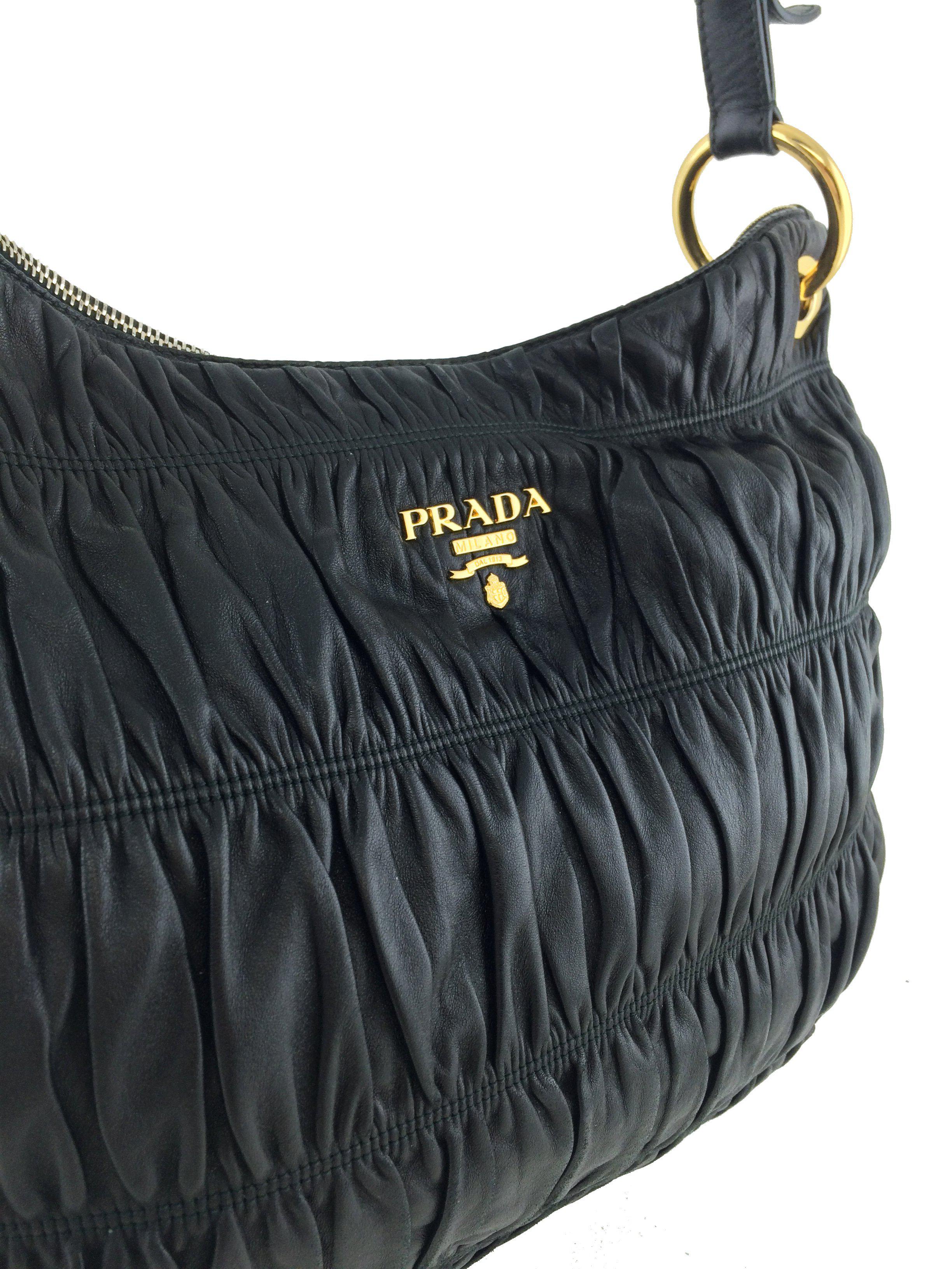 Prada Nappa Gaufre Zip Hobo Bag - Luxury Leather Shoulder Handbag for Women | Perfect for Work, Travel & Evening Events