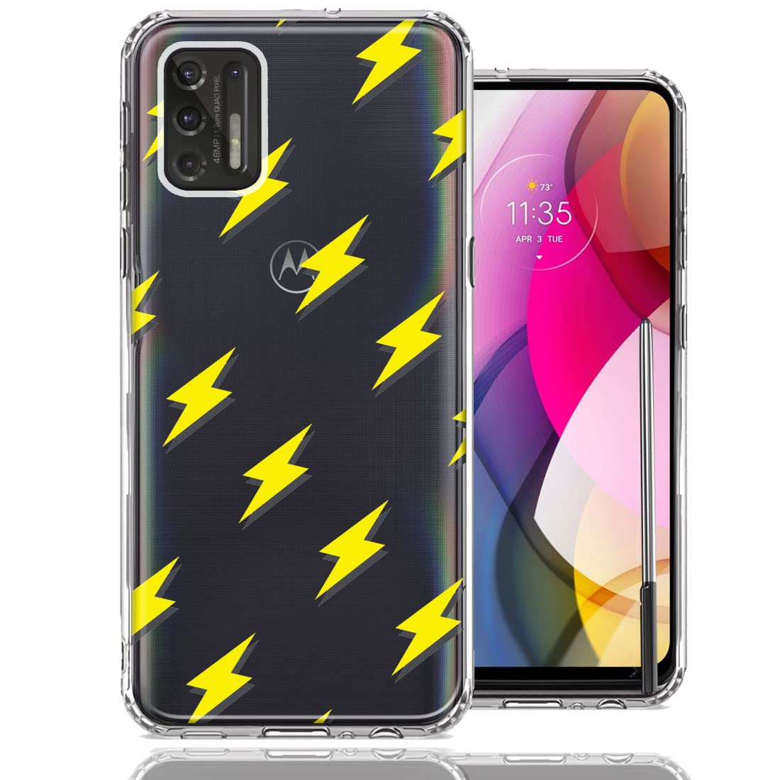 Shockproof Dual Layer Phone Case for Motorola Moto G Stylus 2021 - Electric Lightning Bolts Design | Protective Cover for Work, Travel & Outdoor Activities