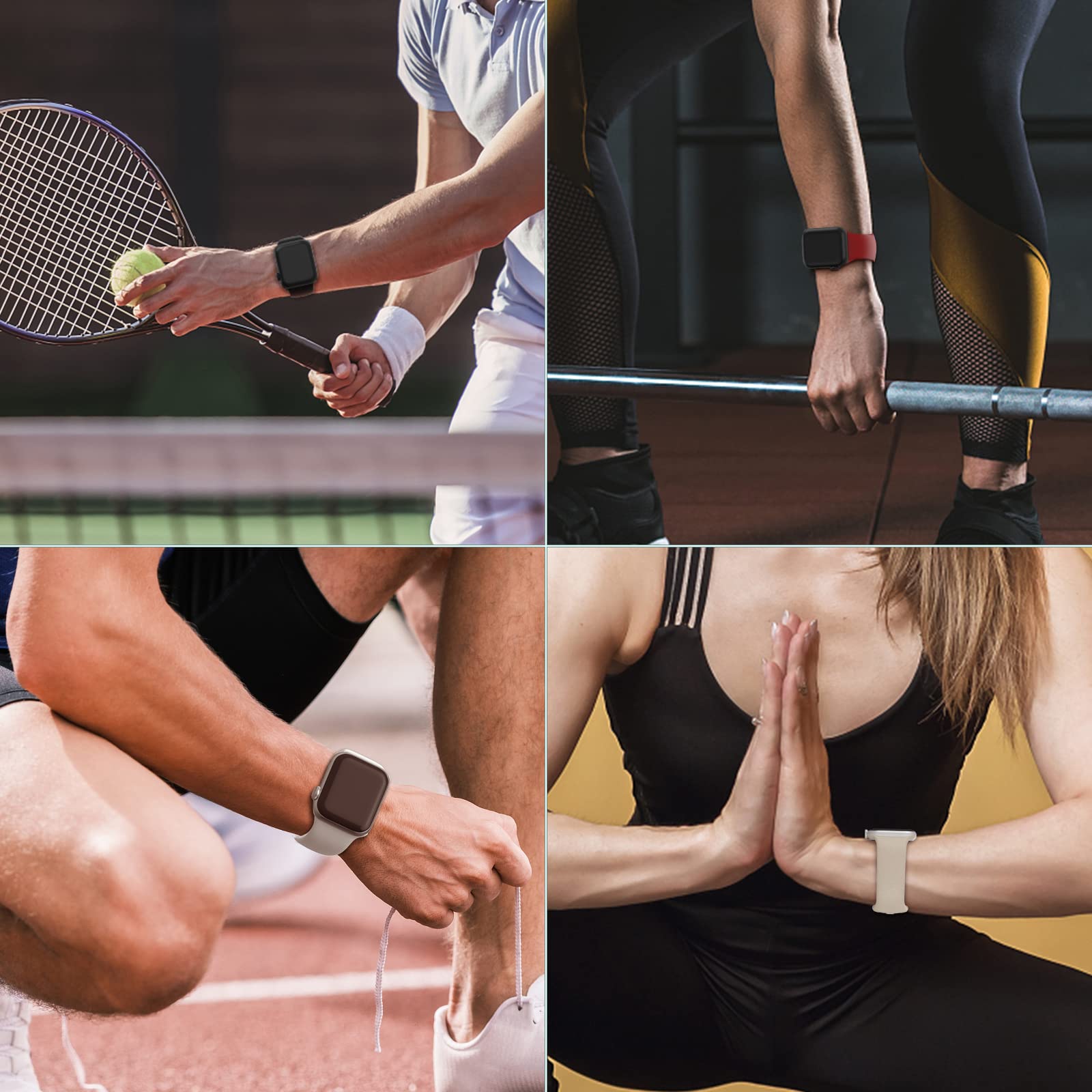3 Pack Soft Silicone Sports Bands Compatible with Apple Watch 38mm 40mm 41mm 42mm - for Women & Men - iWatch Series SE/9/8/7/6/5/4/3/2/1 - Perfect for Workouts, Running & Daily Wear
