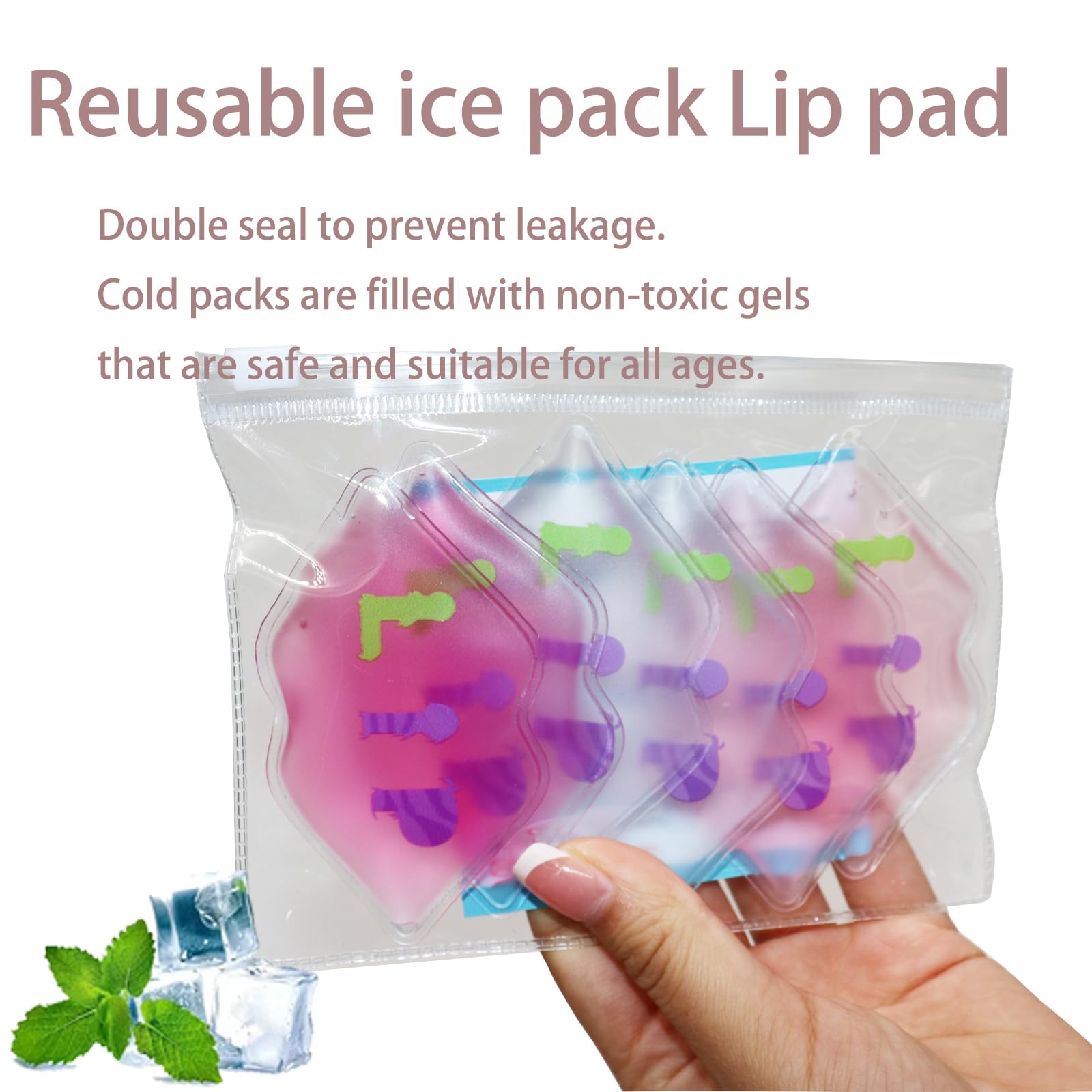 Reusable Lip Ice Pack for Swelling Relief - 6 Pack Cosmetic Lip Care Pads (5x9cm) to Reduce Pain, Anti-Aging & Relax Lips - Perfect for Post-Procedure, Sunburn, or Chapped Lips Care