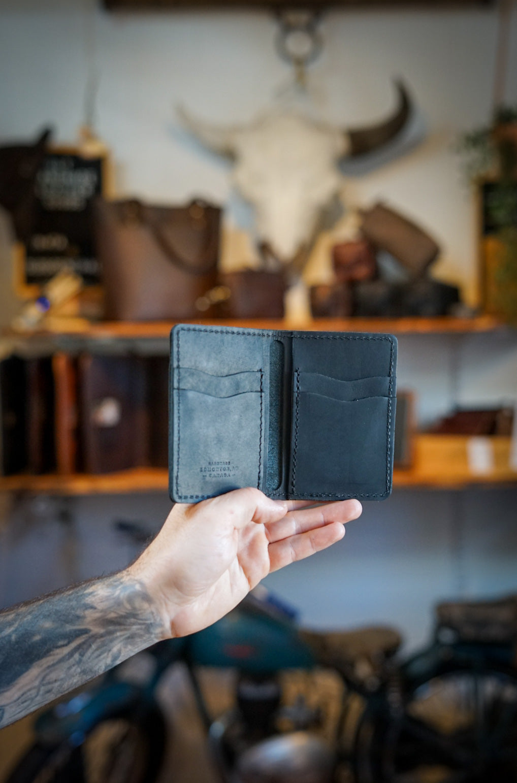 Mini Trucker Wallet - Slim RFID Blocking Bifold Wallet for Men (Flat Black) | Perfect for Travel, Everyday Carry & Minimalist Lifestyle