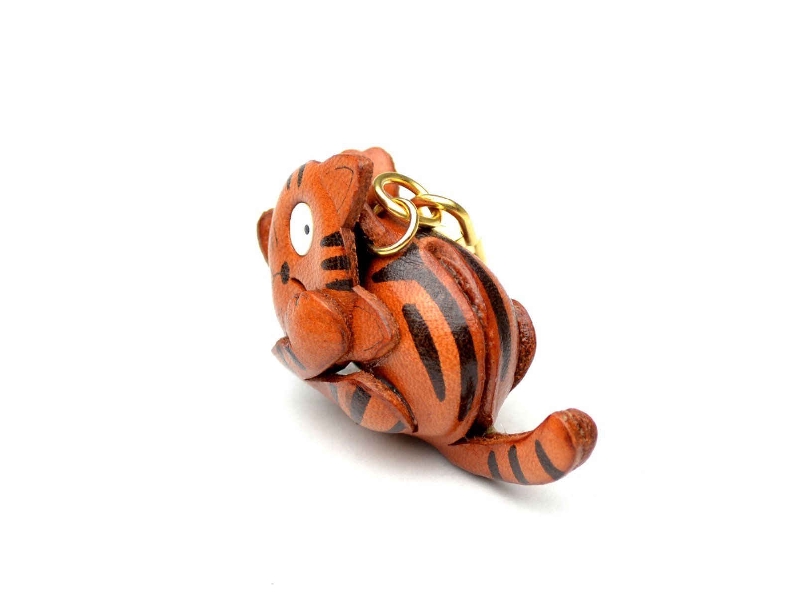 3D Leather Cat Keychain - Handmade Collectible Keyring Charm Pendant by VANCA | Made in Japan | Perfect for Cat Lovers, Gifts & Bag Accessories