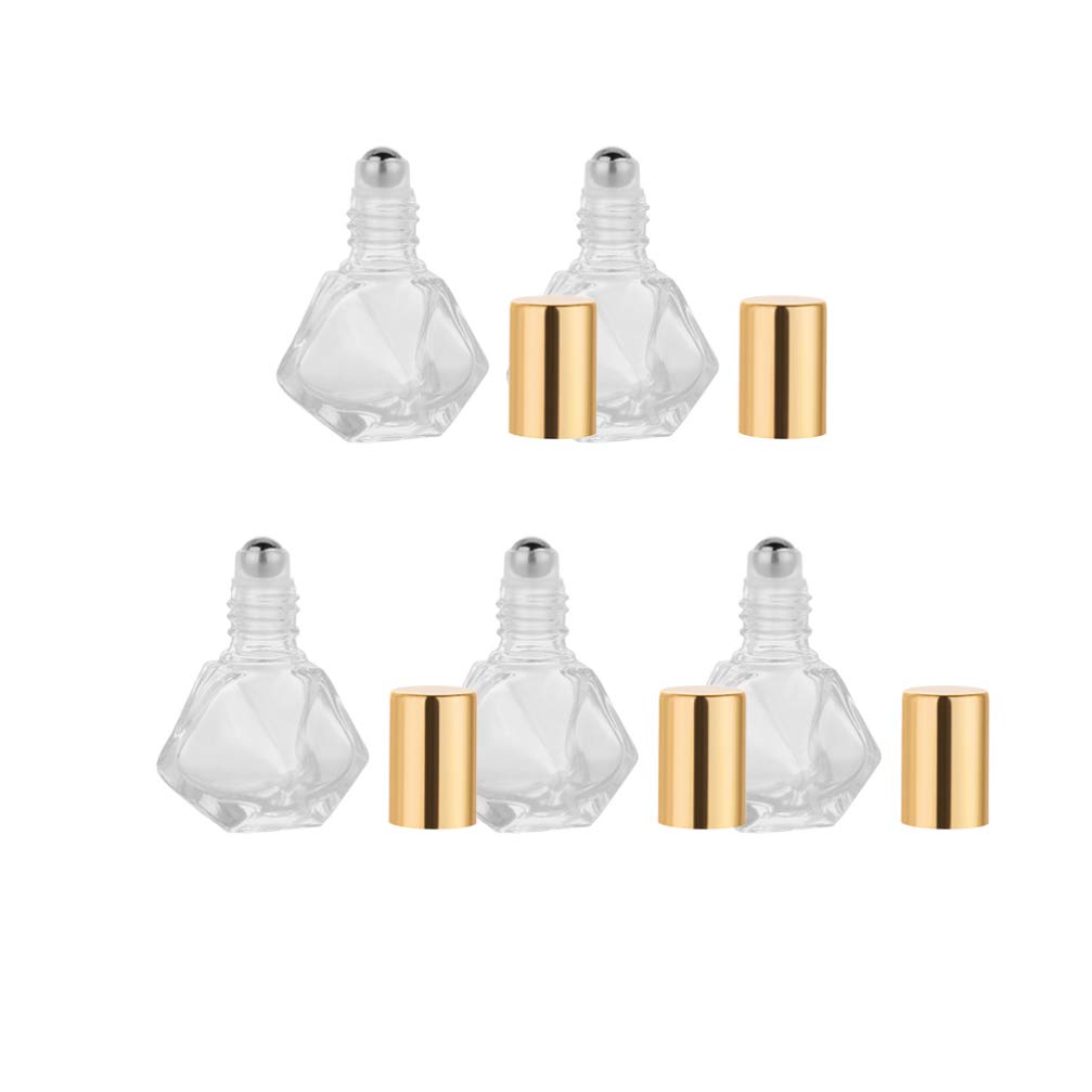 FRCOLOR 5 Pack 5ml Essential Oil Roller Bottles - Refillable Glass Roll On Bottles with Stainless Steel Roller Ball for Aromatherapy, Fragrance Oils & Liquids - Perfect for DIY Blends, Travel & Relaxation