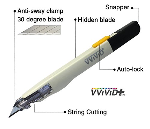 VViViD+ Premium Retractable Utility Knife - 3 Pack Precision Balanced Multi-Purpose Cutter for Crafting, Packaging, DIY Projects & Home Improvement